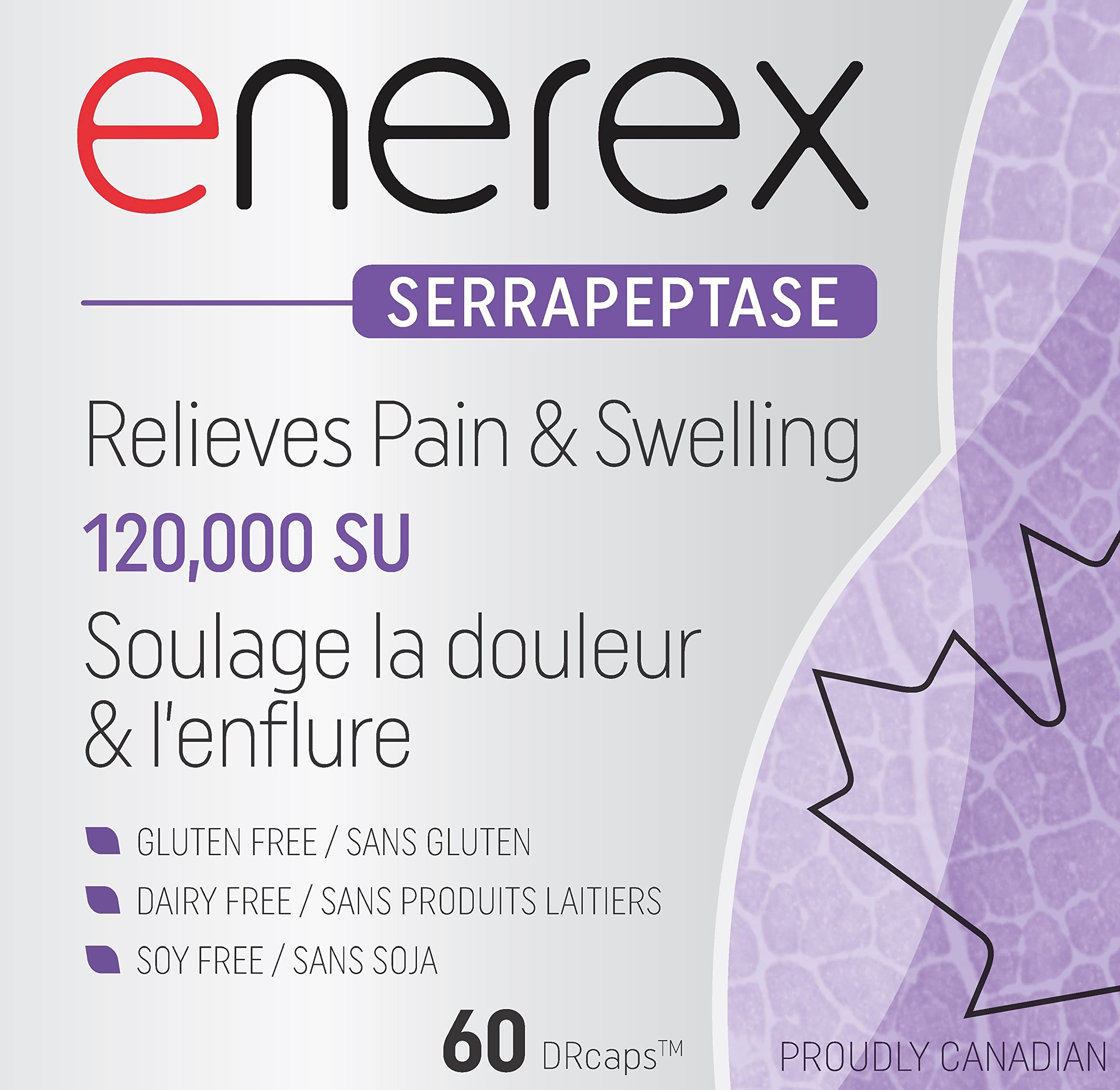 ENEREX - Serrapeptase 120 000 SU - Enzyme Douleur et Inflammation, 60 gélules