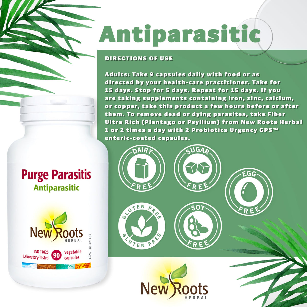New Roots Herbal Purge Parasitis Capsules, Wormwood, Black Walnut, 90 Caps
