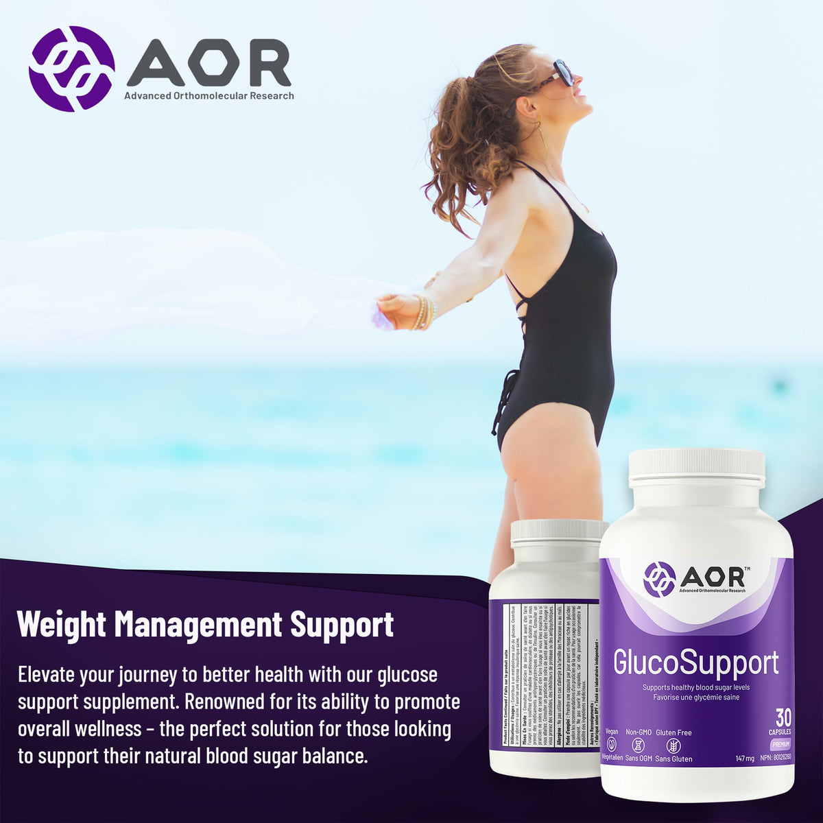 AOR GlucoSupport Capsules, Mulberry Leaf Extract, Gluten Free, 30 Capsules