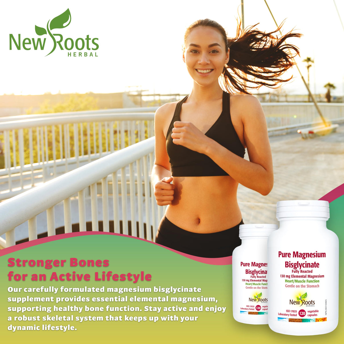 New Roots Herbal Magnesium Bisglycinate, 130mg, 120 Capsules, 60-Day Supply