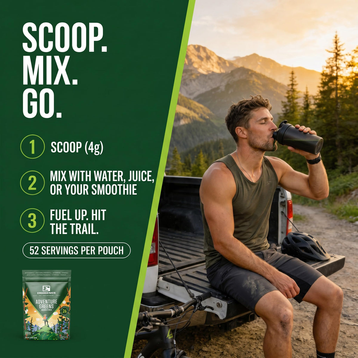 Ergogenics Nutrition Adventure Greens Unsweetened Powder
