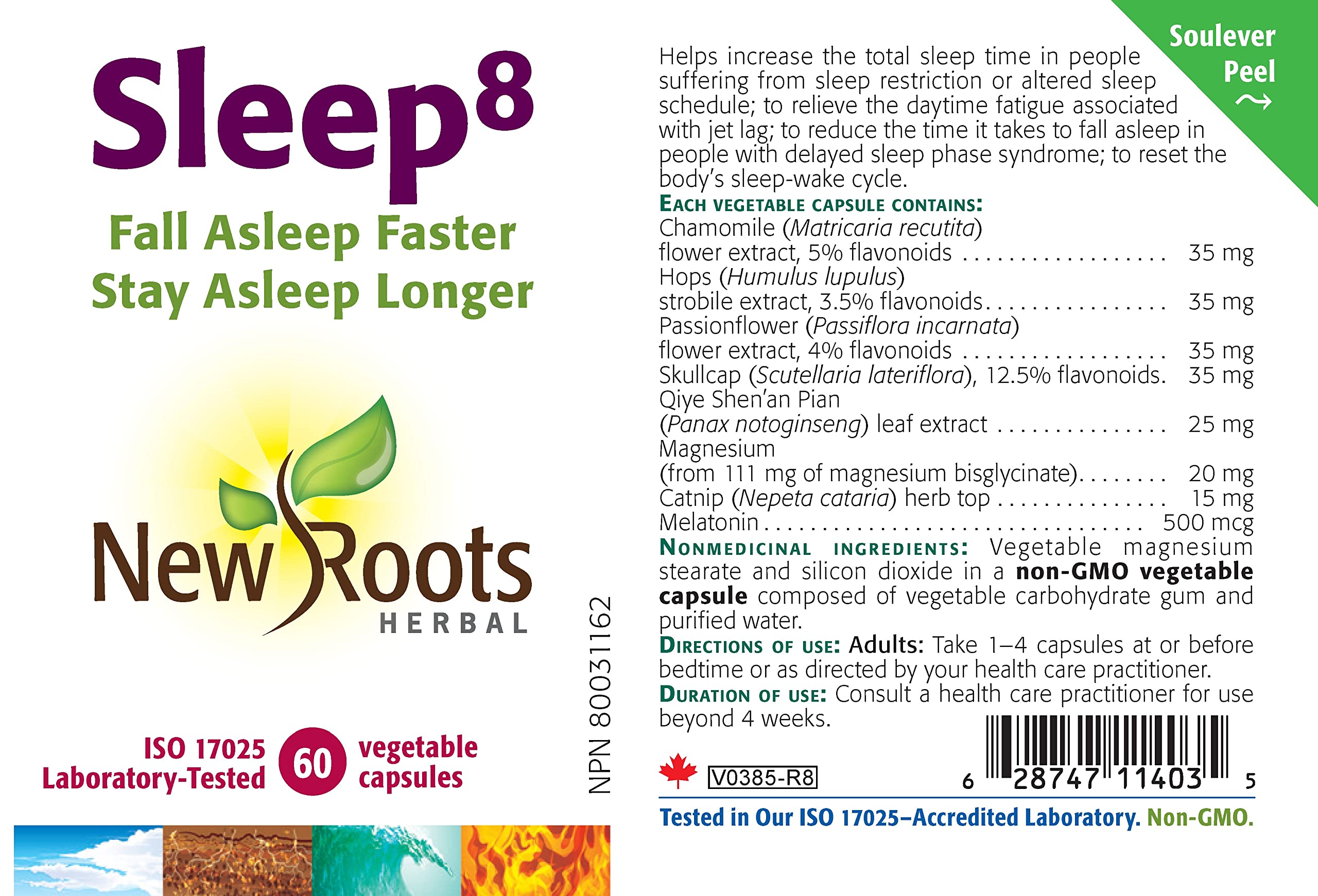 New Roots Herbal - Sommeil8-120 gélules - Endormez-vous plus vite Restez endormi plus longtemps