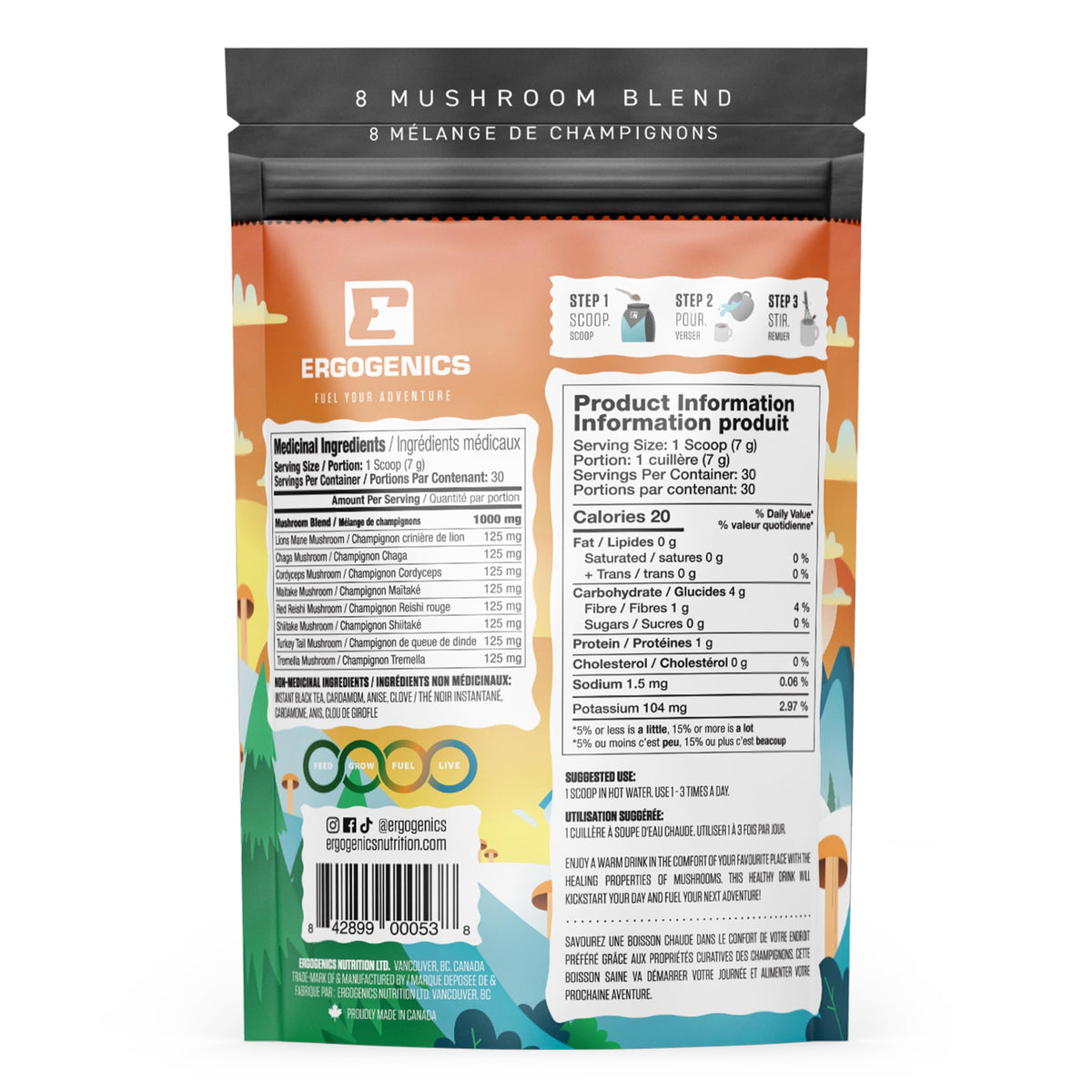 Ergogenics Nutrition 8 Mushroom Blend Powder