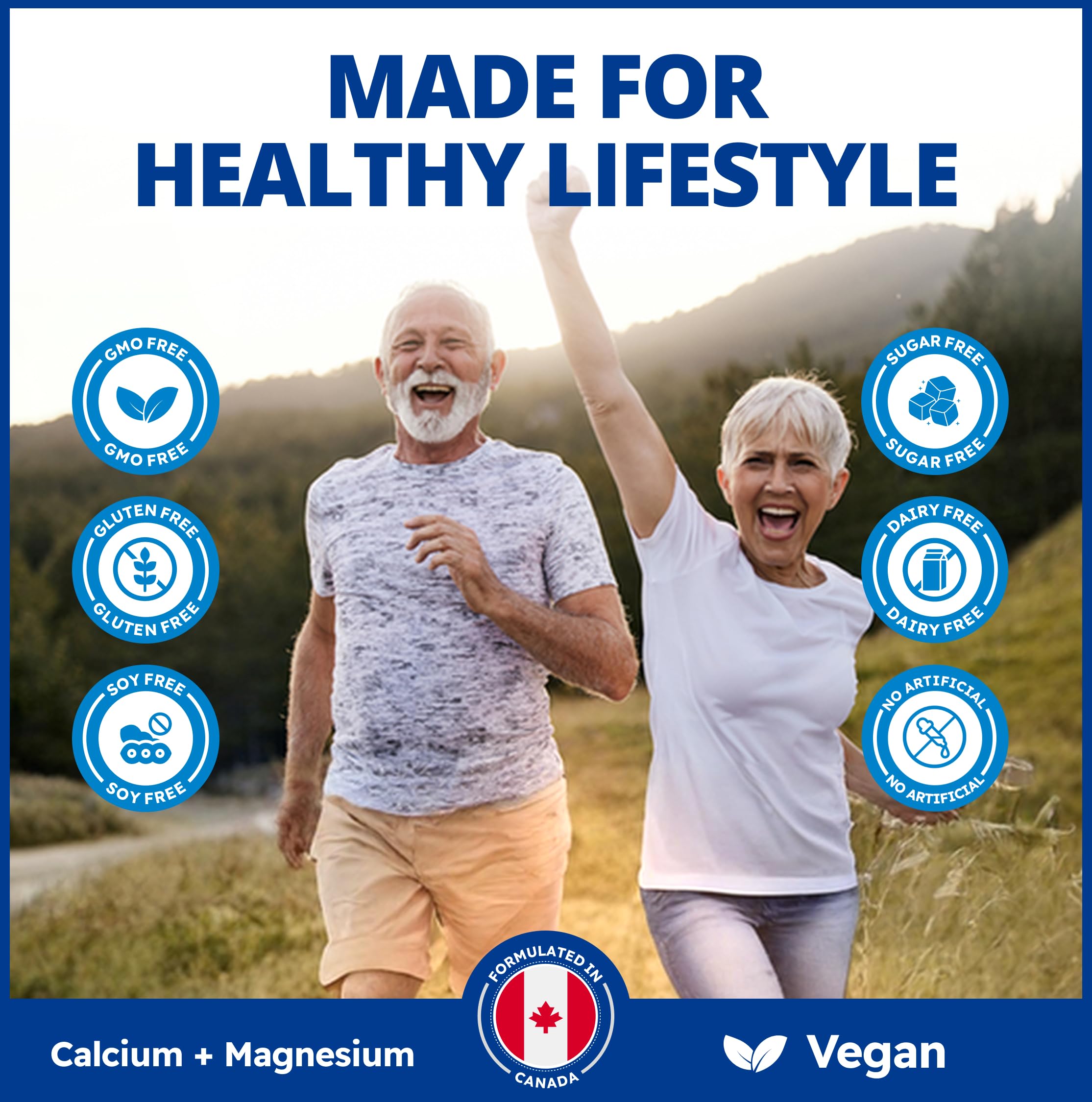 CanPrev Healthy Bones - Cal-Mag Chélaté 2:1, Oligo-éléments Essentiels, Vitamine D3 Végétalienne & K2 Sans Soja | Aide à Construire des Os et des Dents Solides | Produits de Santé Naturels de Première Qualité