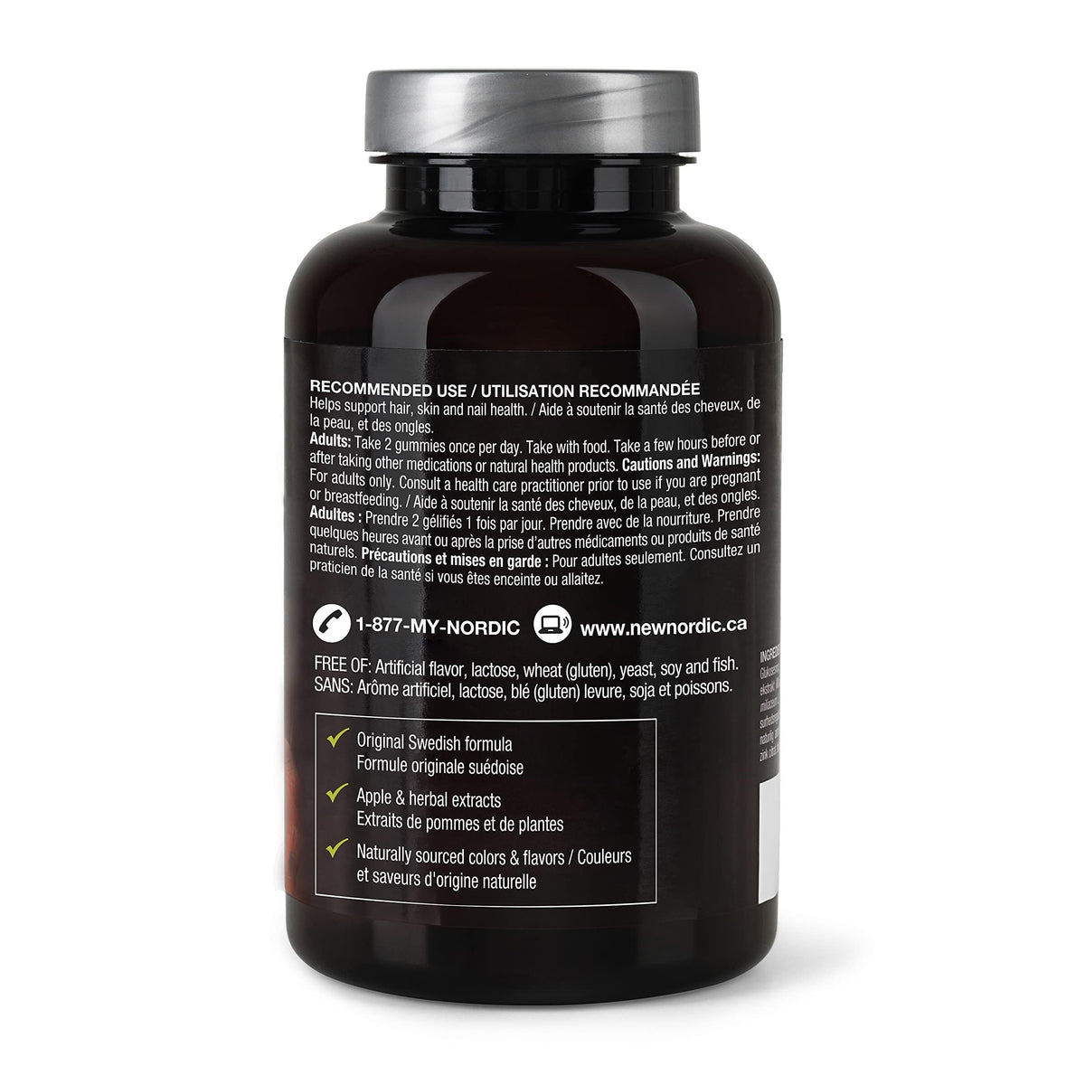 New Nordic Hair Volume Biotin Gummies for Adults, Zinc, Apple, 120 Gummies
