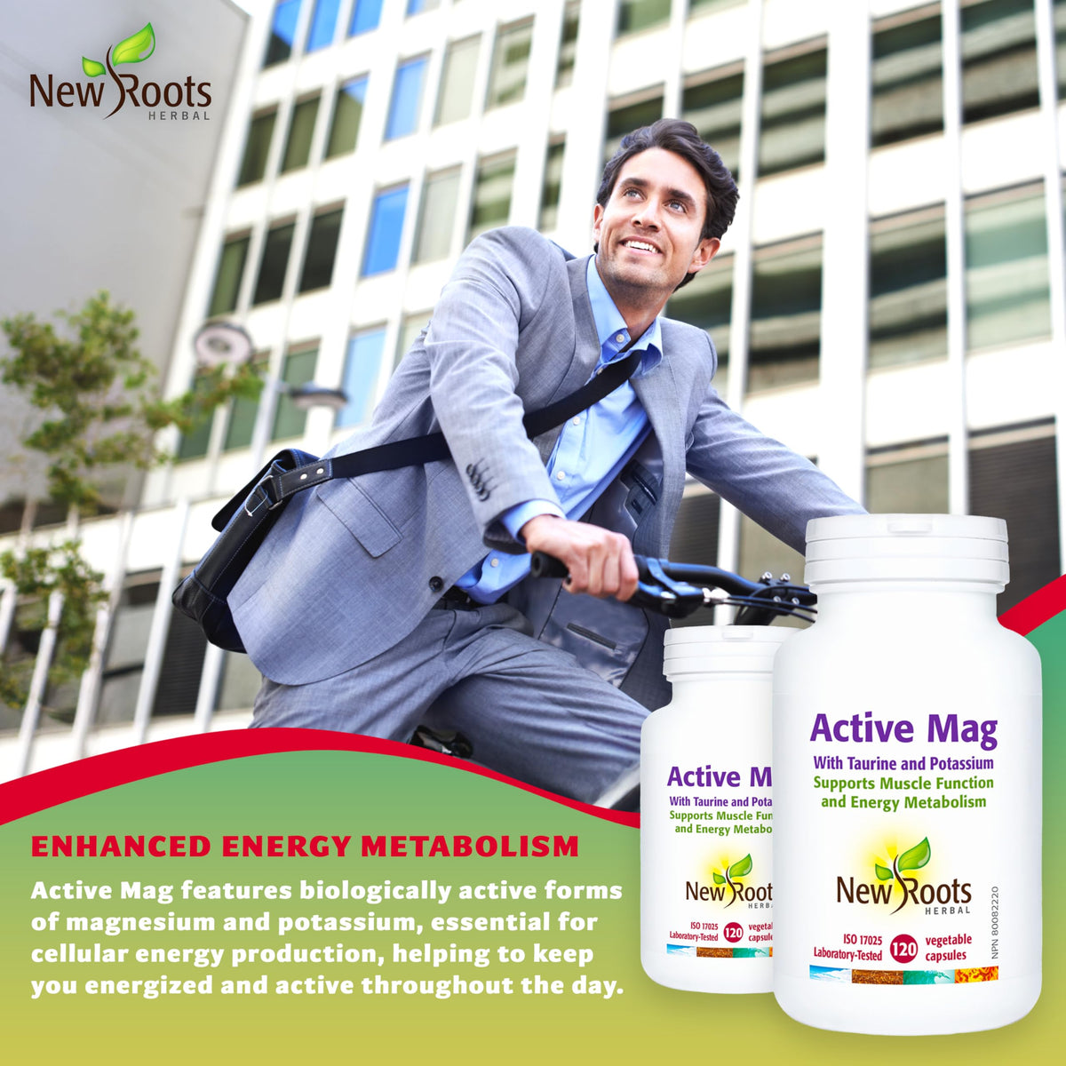 New Roots Herbal - Active Mag with Taurine and Potassium, 120 Capsules 30-Day Supply - Magnesium Citrate Supplement - Supports Electrolyte Balance, Helps to Maintain Proper Heart and Muscle Function