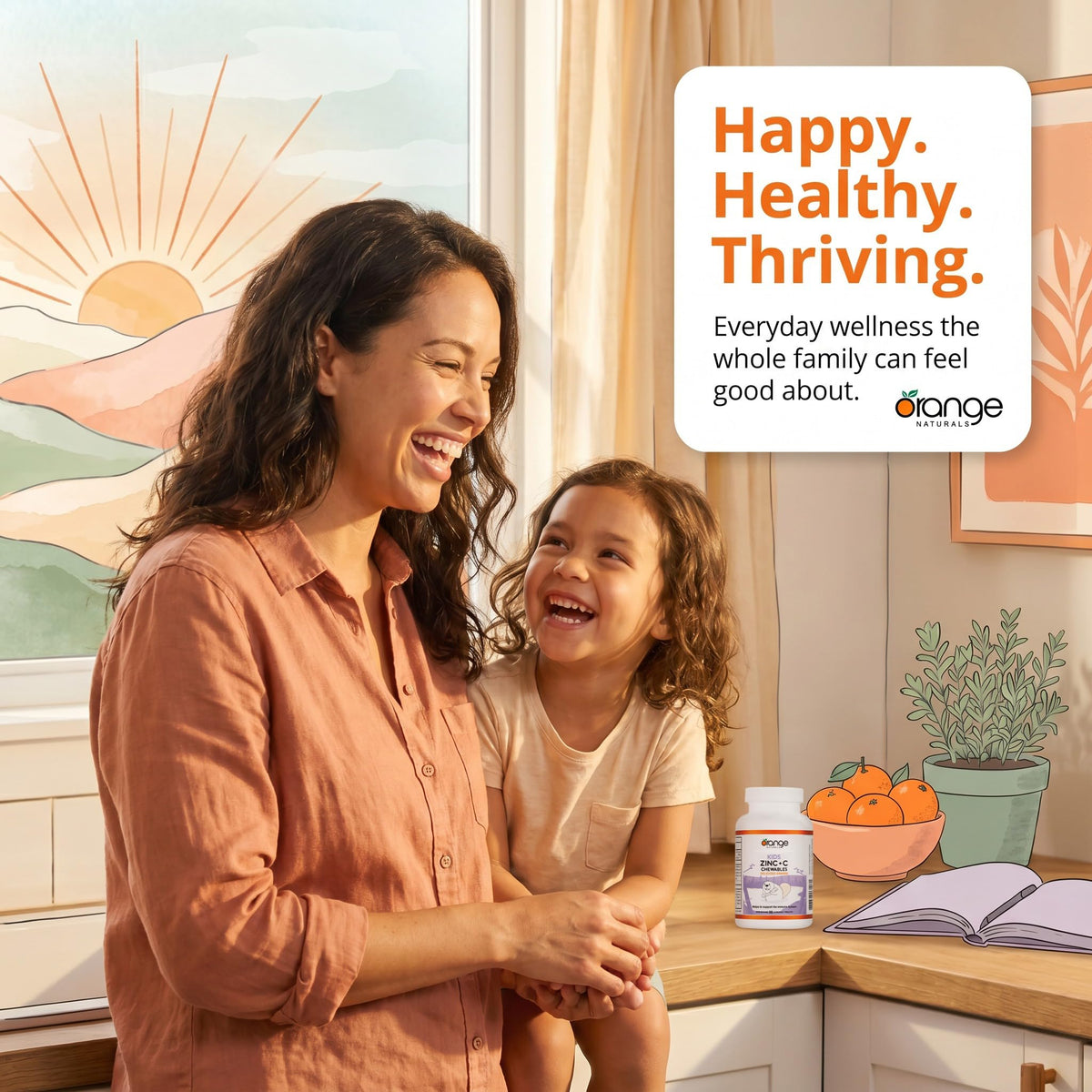 Orange Naturals Kids Zinc & Vitamin C Chewables, Orange, 90 Day Supply