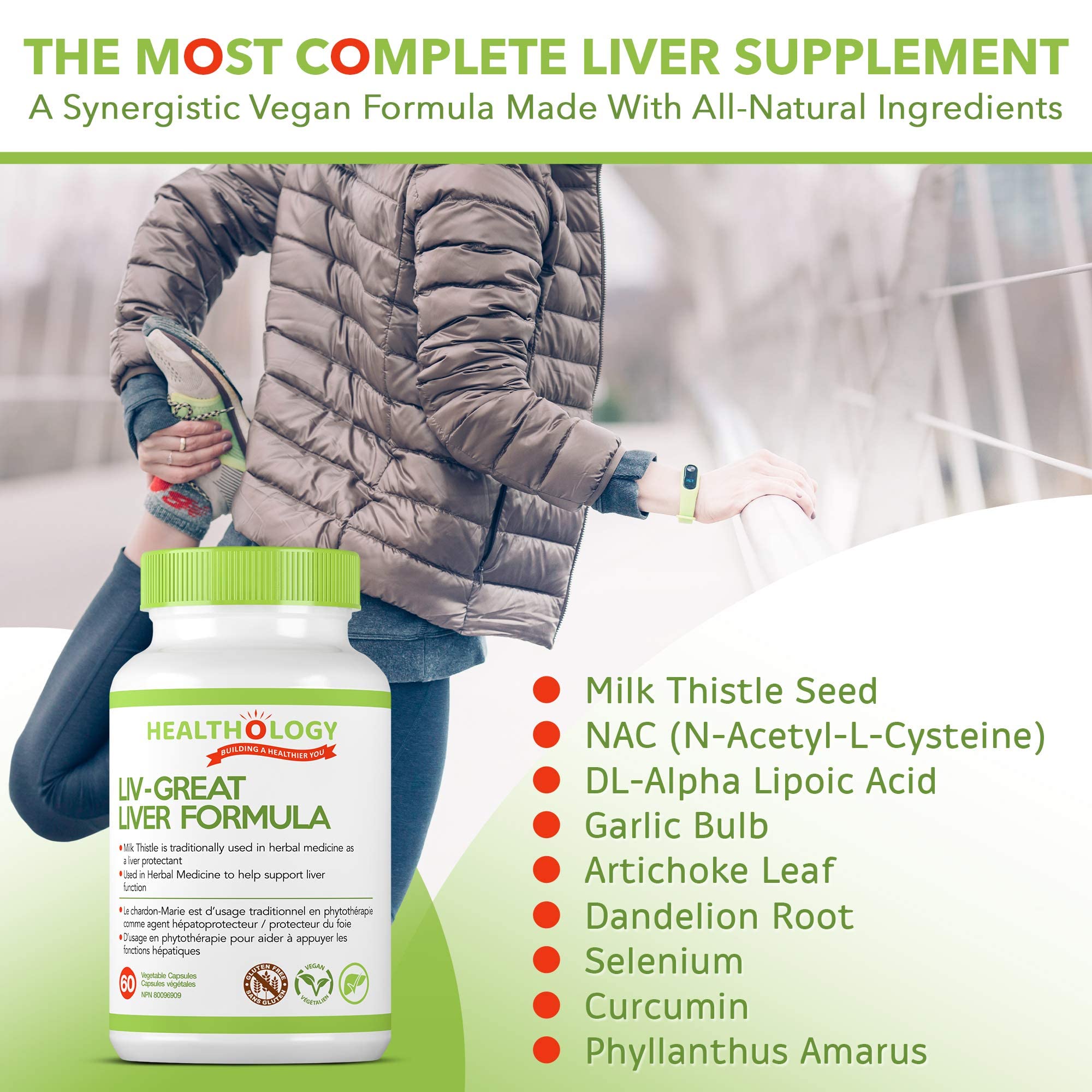 Healthology Liv-Great Liver Formula – Liver Detox & Protection Support – Phase 1 & 2 Detox, Antioxidant Liver Health – 60 Capsules – Gluten Free, Vegan, Non-GMO