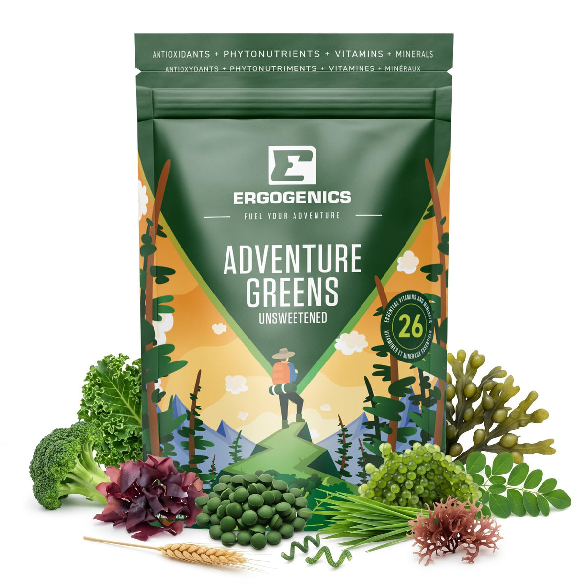 Ergogenics Nutrition Adventure Greens Unsweetened Powder
