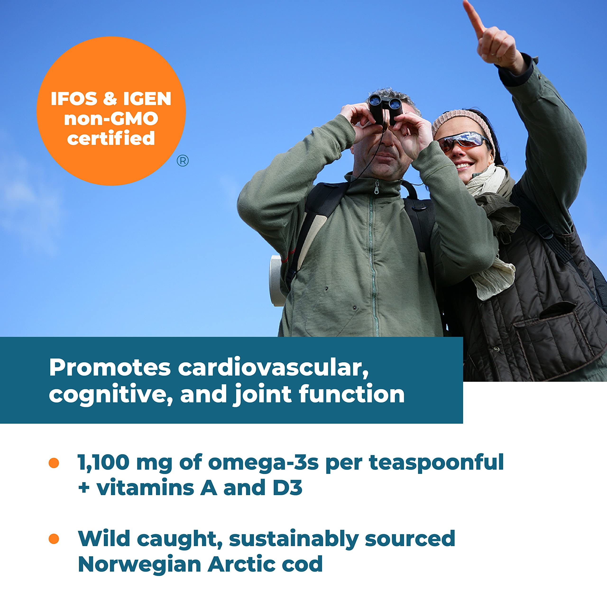 Carlson - Huile de foie de morue, 1100 mg d'oméga-3 + A et D3, huile de foie de morue arctique norvégienne sauvage, huile de poisson nordique liquide issue de la pêche durable