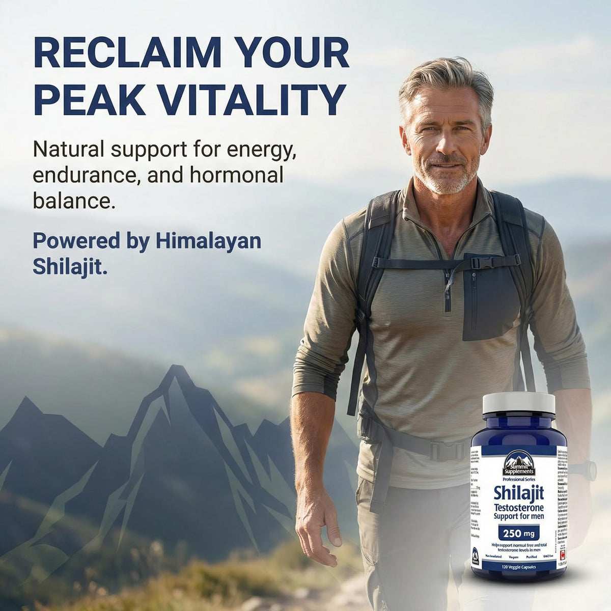 Summit Supplements Shilajit 250mg, 120 Veggie Capsules, 60-Day Supply, Purified with 50% Fulvic Acid, Supports Energy, Endurance & Nutrient Absorption