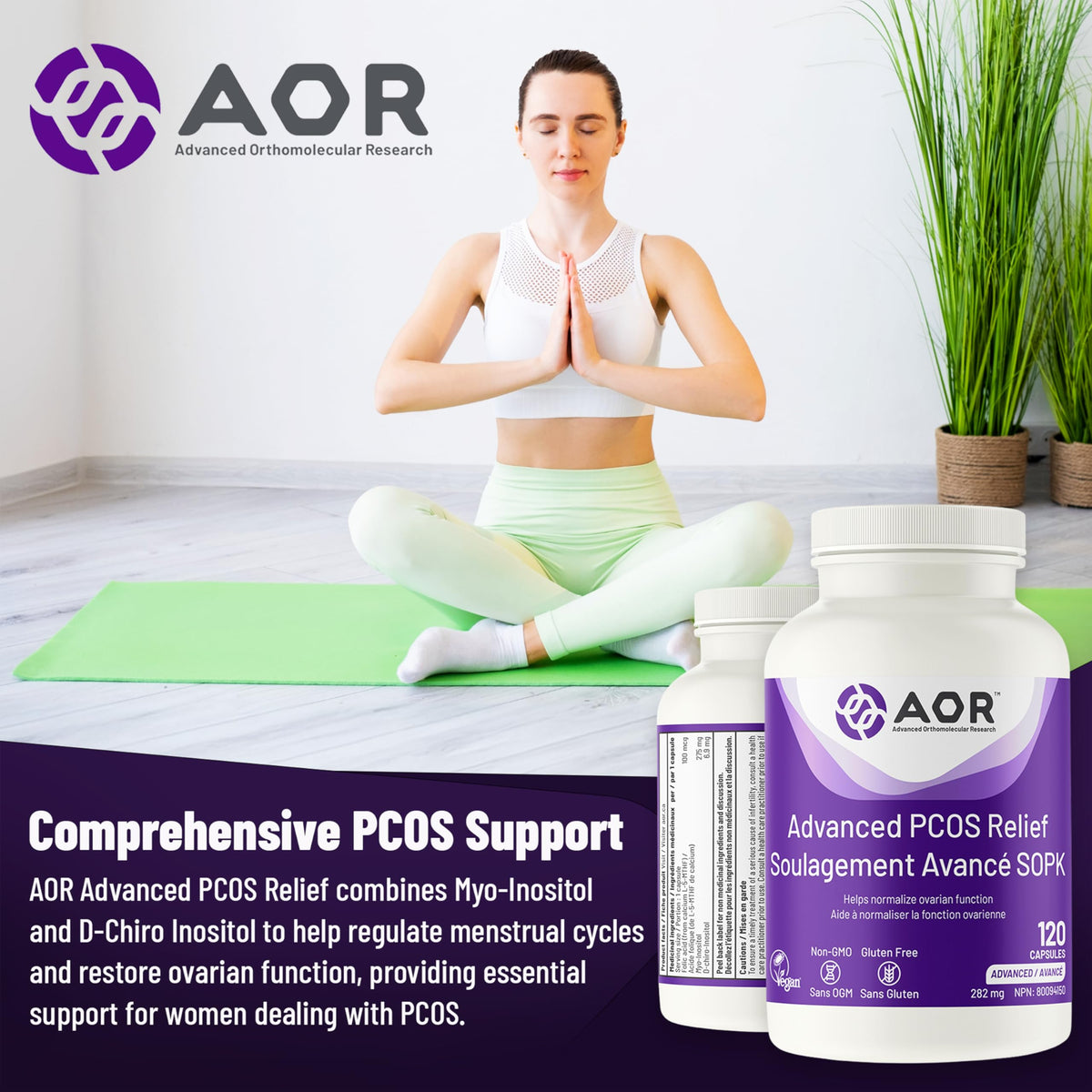 AOR PCOS Support, Myo Inositol D Chiro Inositol, 120 Caps, 30 Day Supply