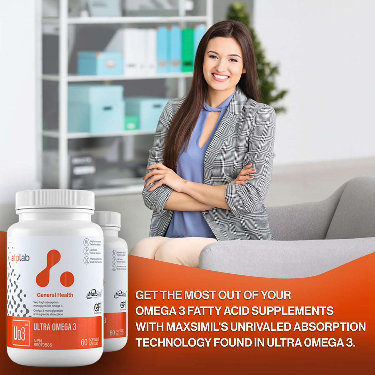 atplab Ultra Omega 3 Fish Oil Softgels, EPA DHA, 60 Softgels, 60-Day Supply