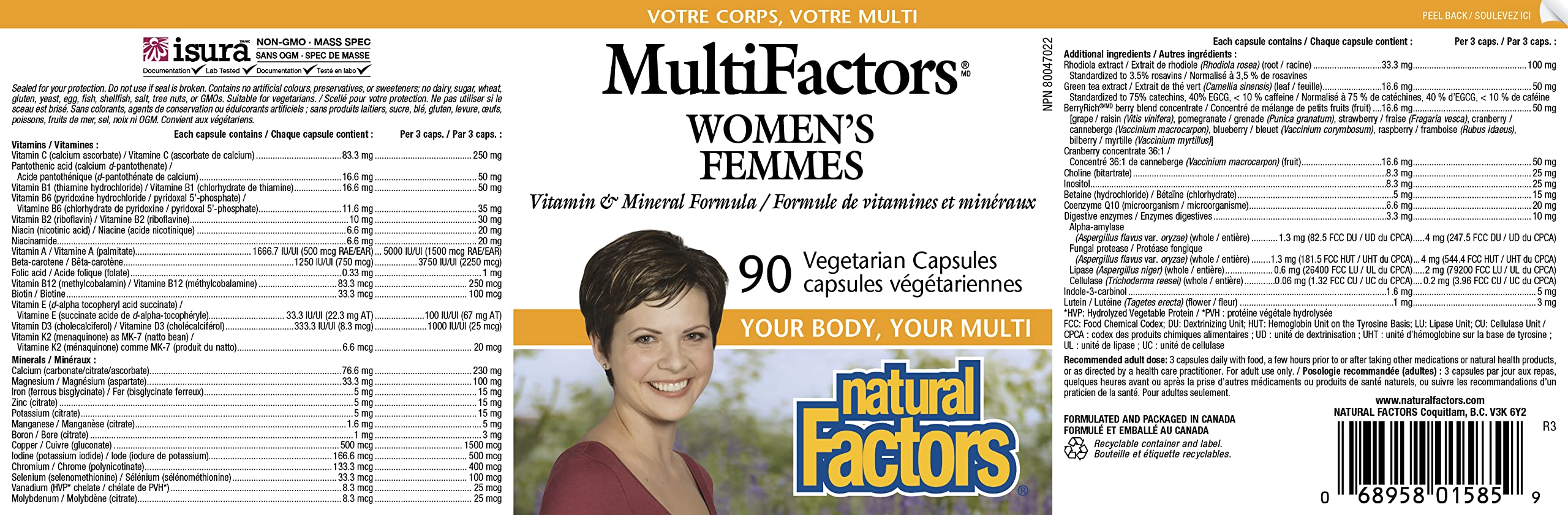 Natural Factors Multifactors Women's Veg-Capsules, 90-Count