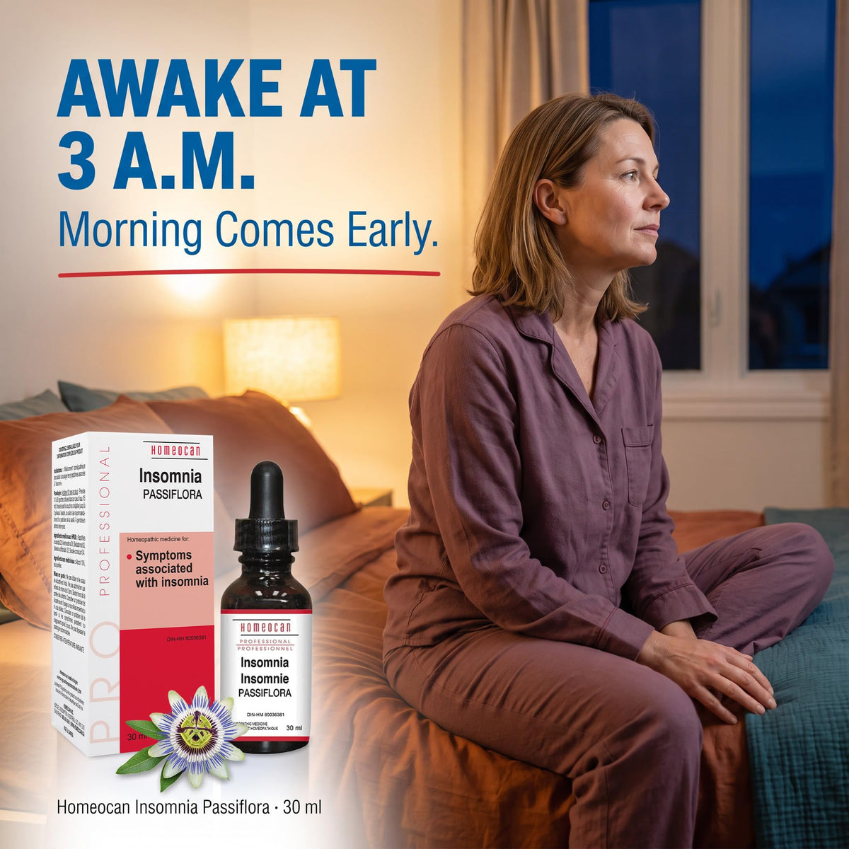 Homeocan - Passiflora Insomnia Drops 30mL - Ideal for Peaceful and Restful Sleep, Nocturnal Awakening - Help Reduce Difficulty Falling Asleep, Waking at Night, and Waking Up Early