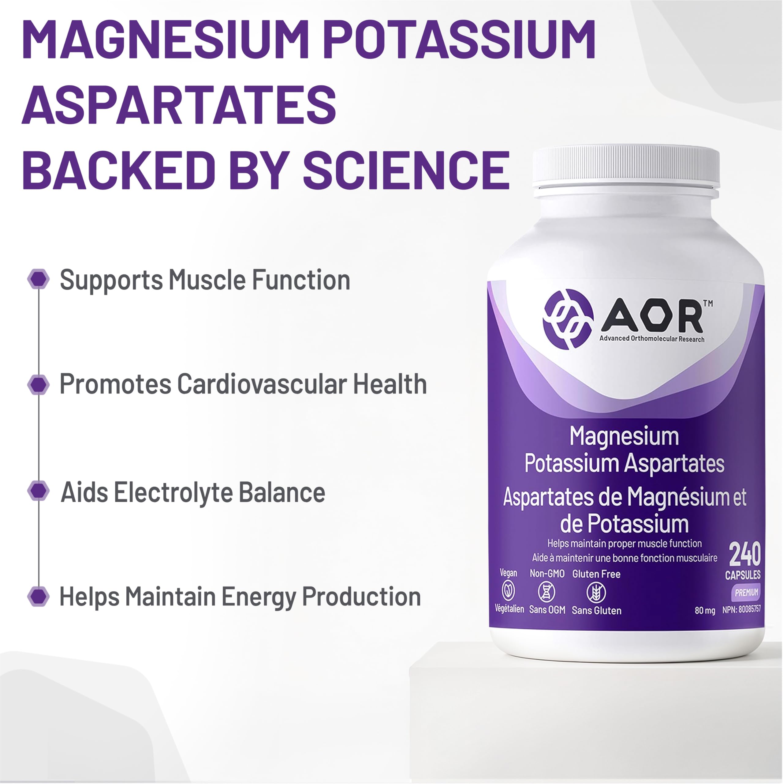 AOR Magnésium Potassium Aspartate 80mg