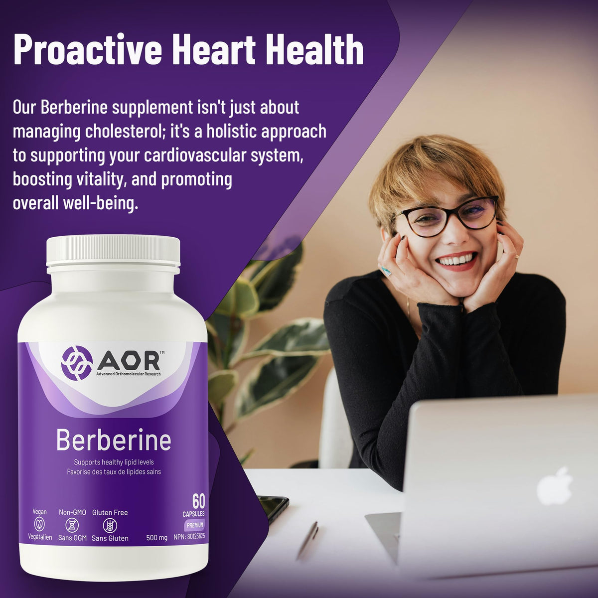 AOR Berberine Supplements, 500mg per Capsule, 60 Capsules, 30 Day Supply