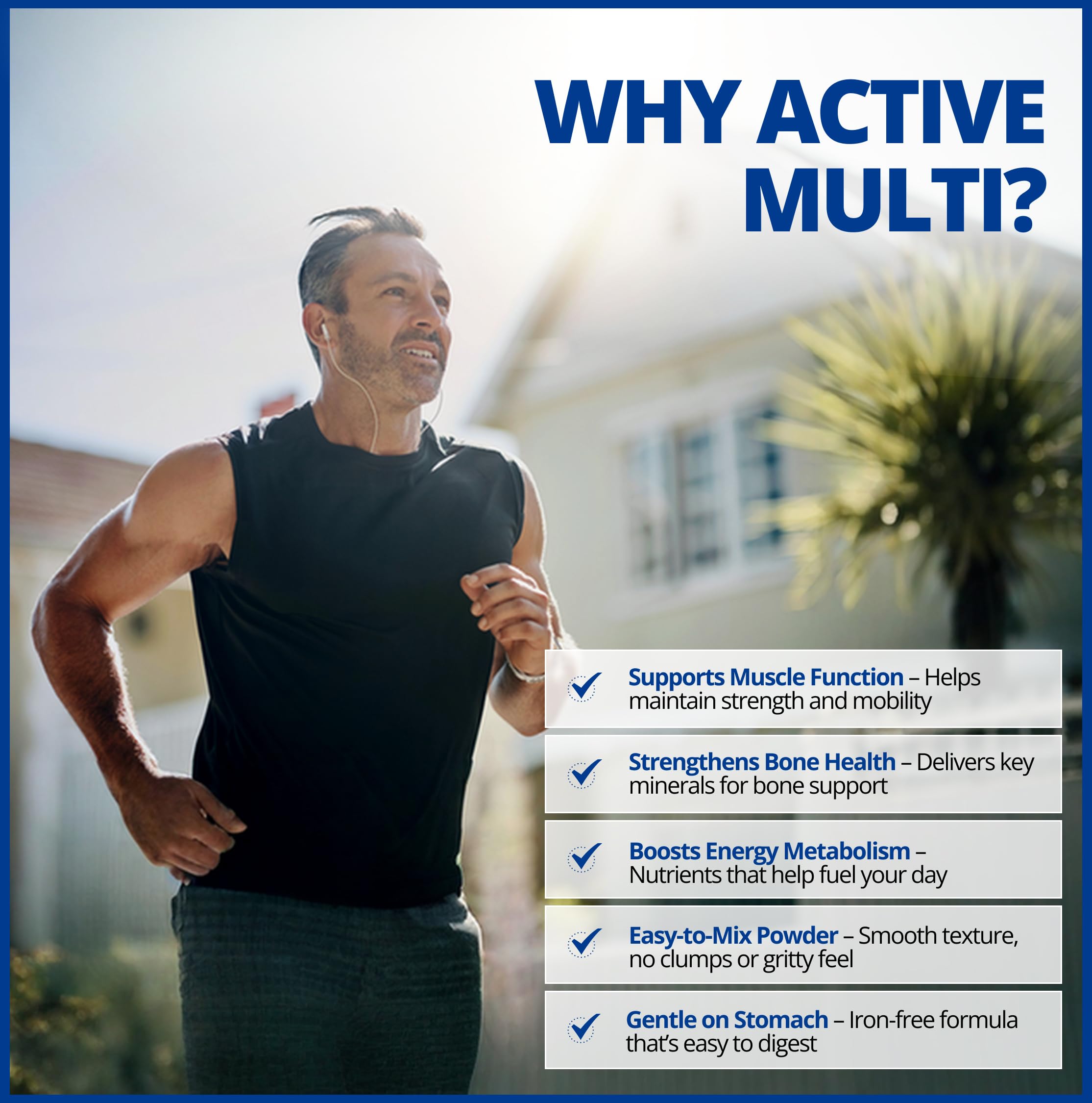 CanPrev Active Multi Drink Mix, 219g Powder, Juicy Blueberry Taste - 25 Essential Vitamins And Minerals - Bioactive B Vitamins And Fully Chelated Minerals - Vegan, Non-GMO and Gluten-Free