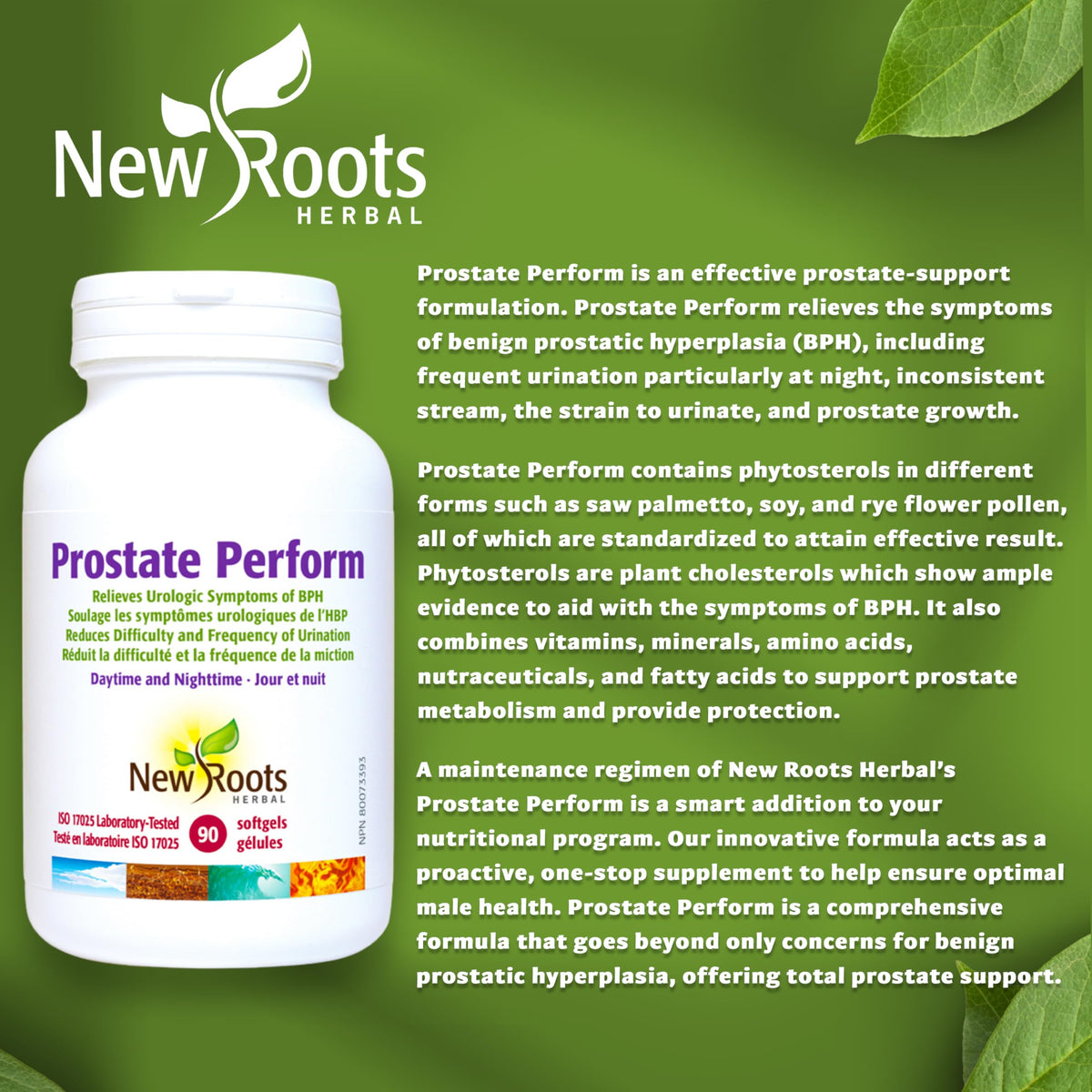 New Roots Herbal Prostate Perform, Pumpkin Seed Oil, 90 Softgels