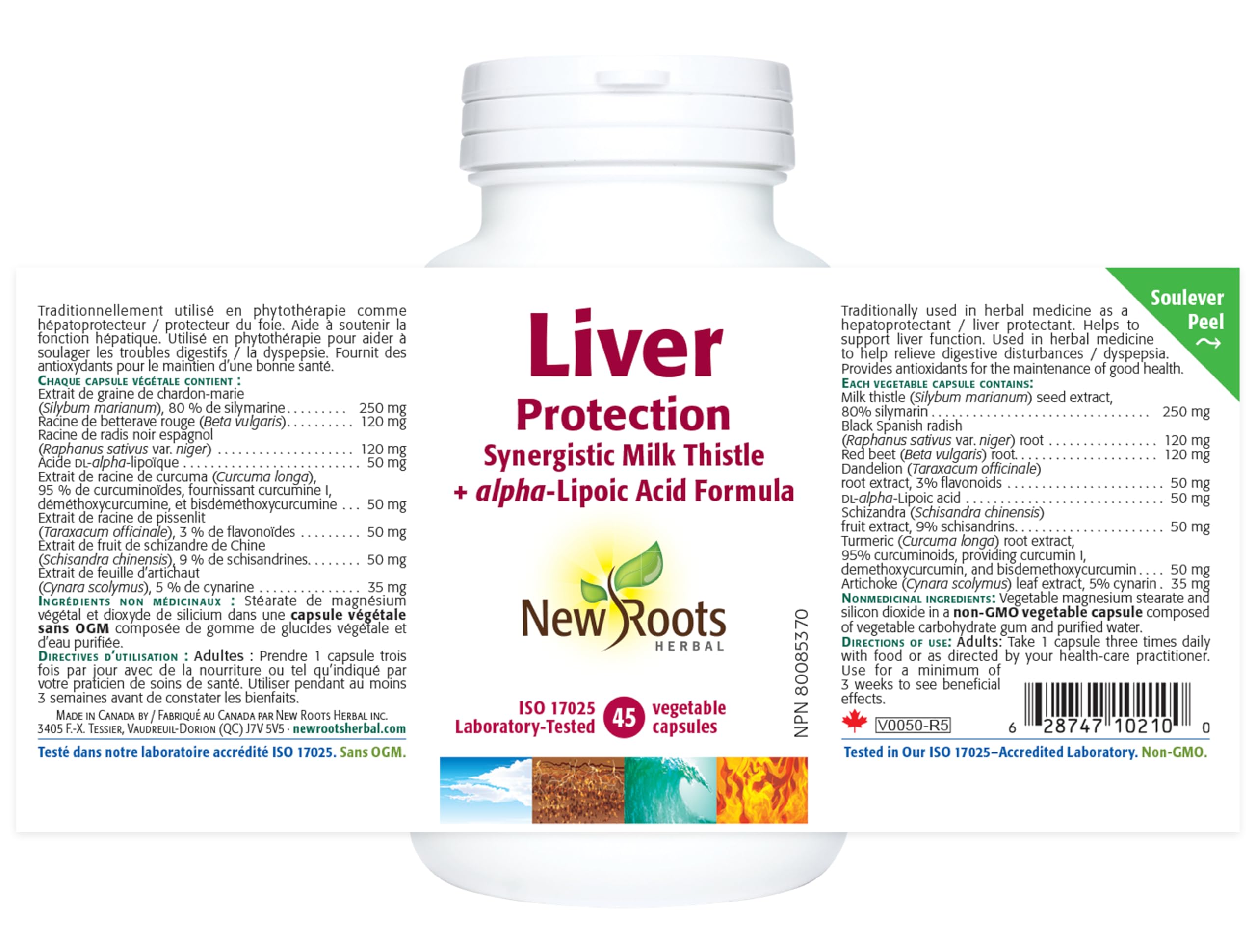 New Roots Herbal Protection du foie Formule synergique Chardon-Marie + Acide alpha-lipoïque