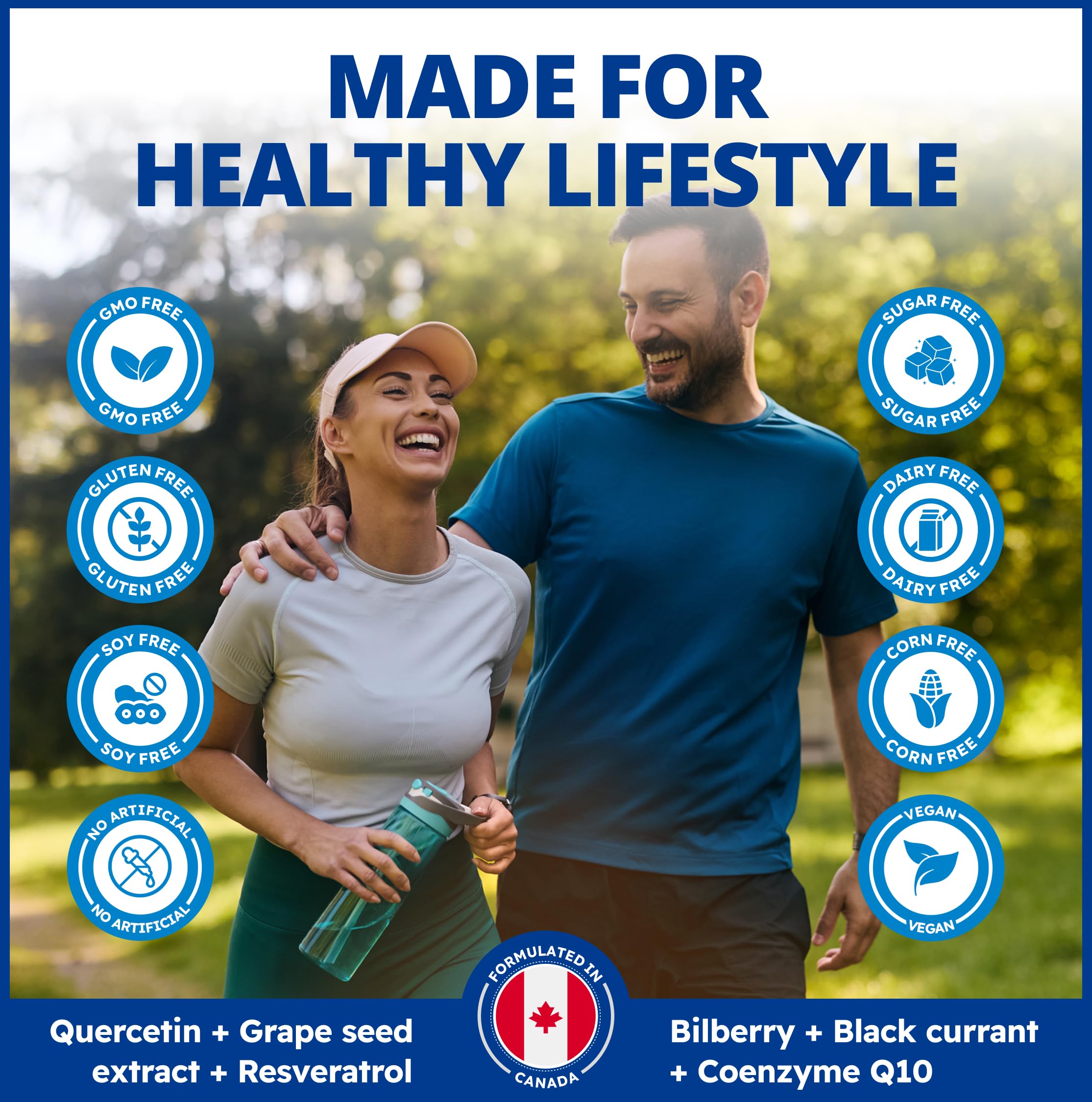 CanPrev Resvera-Pro Resvératrol, 60 capsules végétales Approvisionnement de 60 jours - Végane, sans OGM et sans gluten - Coenzyme Q10 - 100mg de resvératrol avec quercétine, pépins de raisin, cassis et myrtille - Un mélange d'antioxydants
