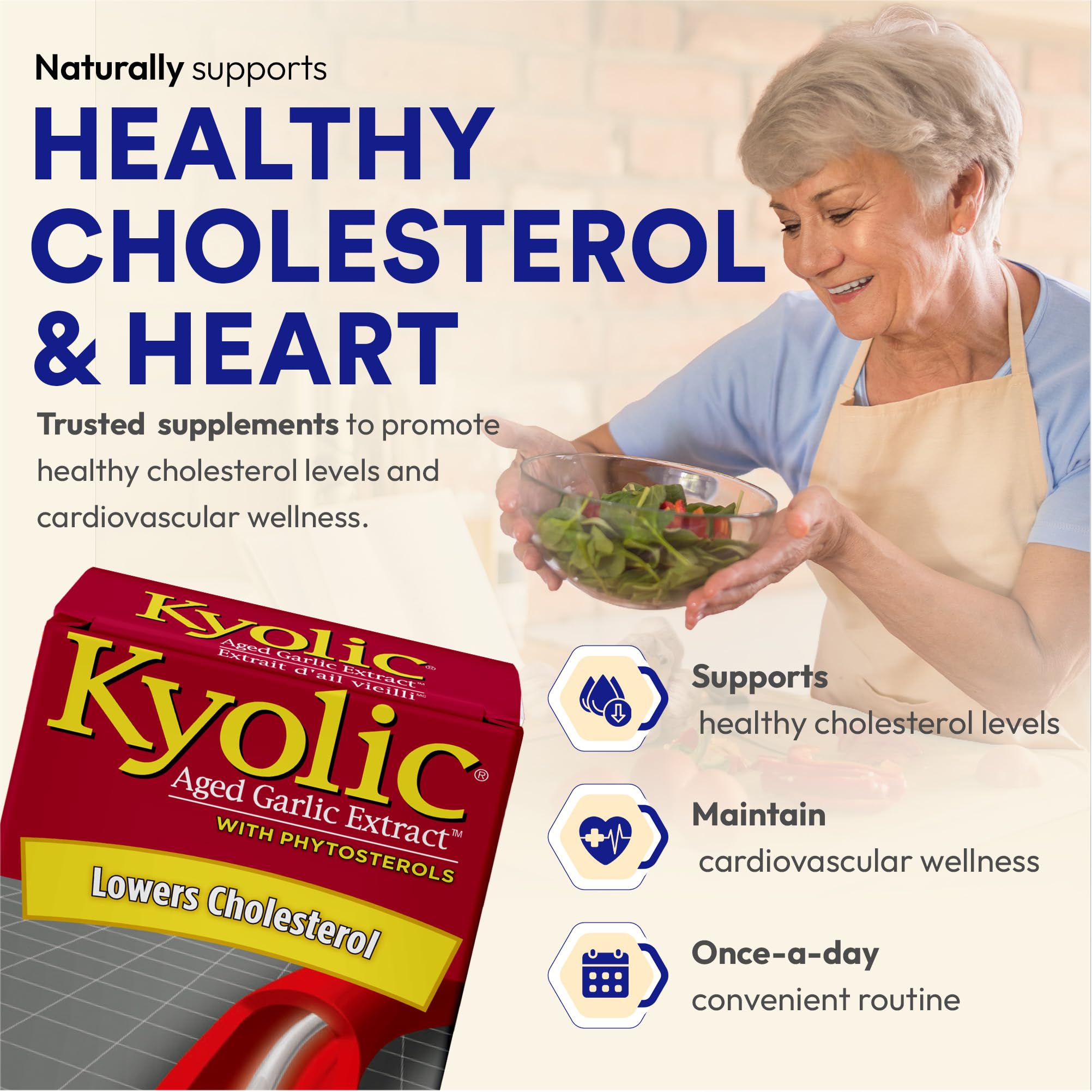 Extrait d'ail vieilli Kyolic avec phytostérols 600 mg, 30 gélules végétales inodores, favorise une bonne circulation et une fonction cardiovasculaire saine, soutient les niveaux d'homocystéine, sans gluten ni produits laitiers