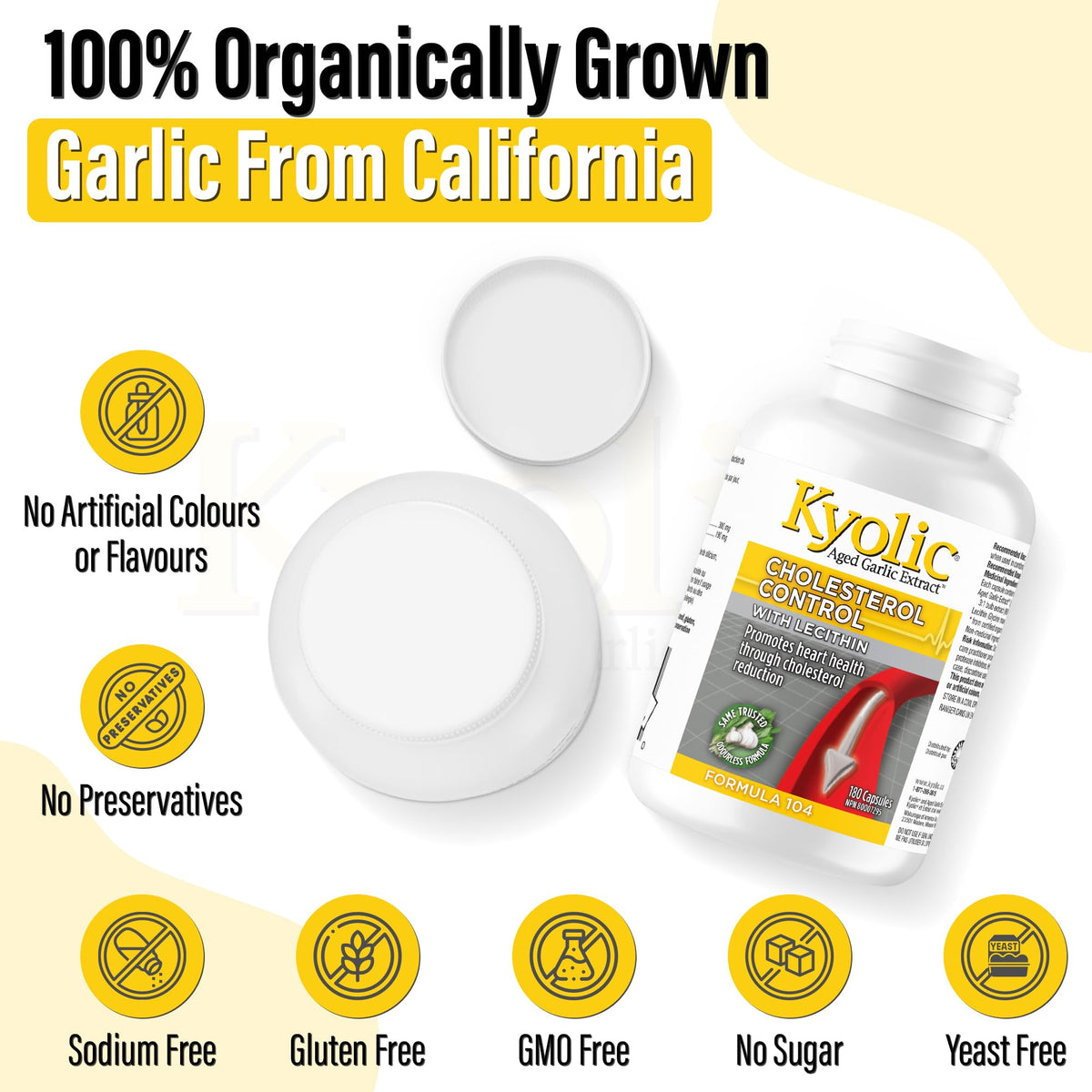 Kyolic Formula 104 Aged Garlic Extract, Garlic Supplements, 45 Day Supply