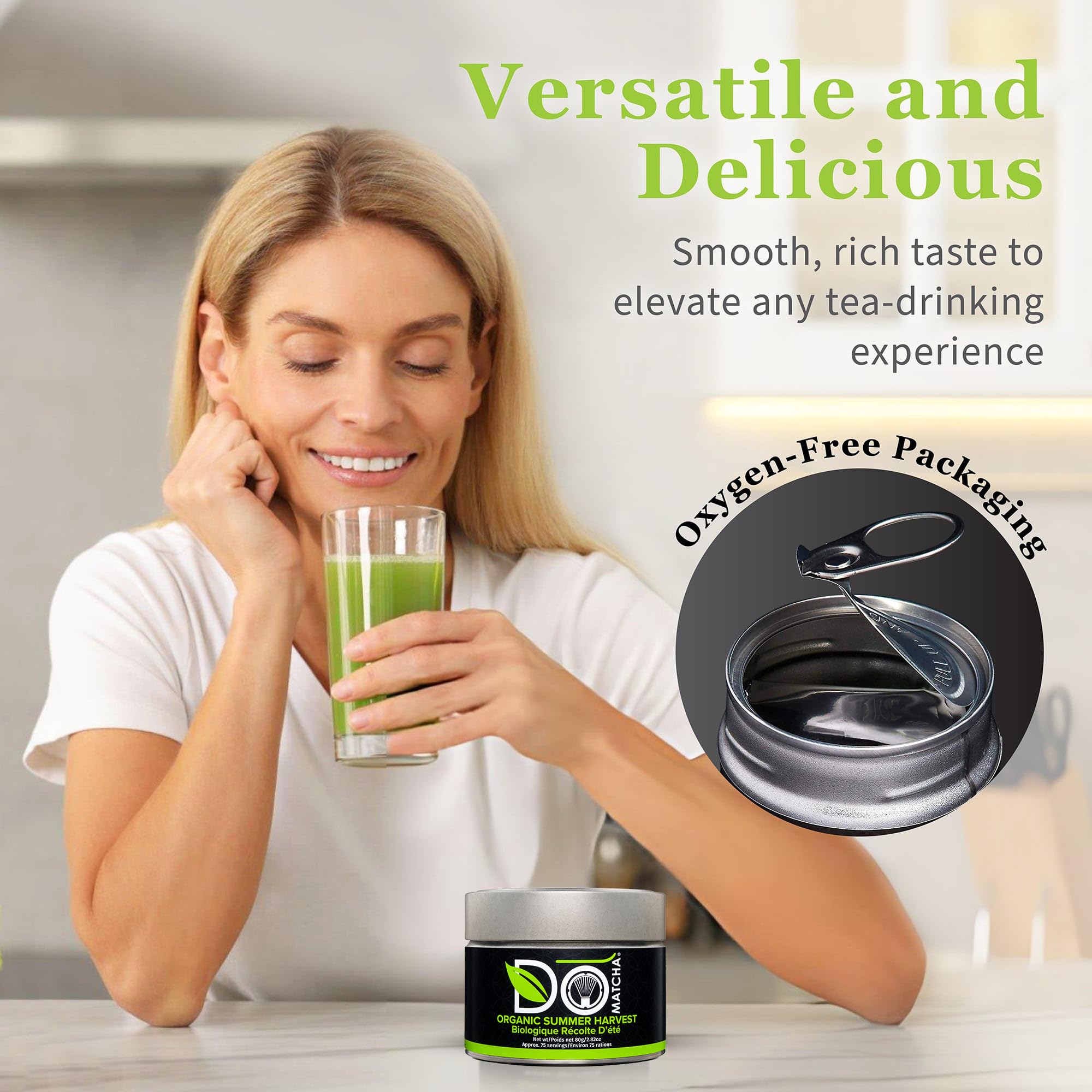 DoMatcha Récolte d'été - Poudre de thé vert matcha japonais pour smoothies, lattes, pâtisseries et créations culinaires - Riche en antioxydants, couleur verte éclatante, certifié casher
