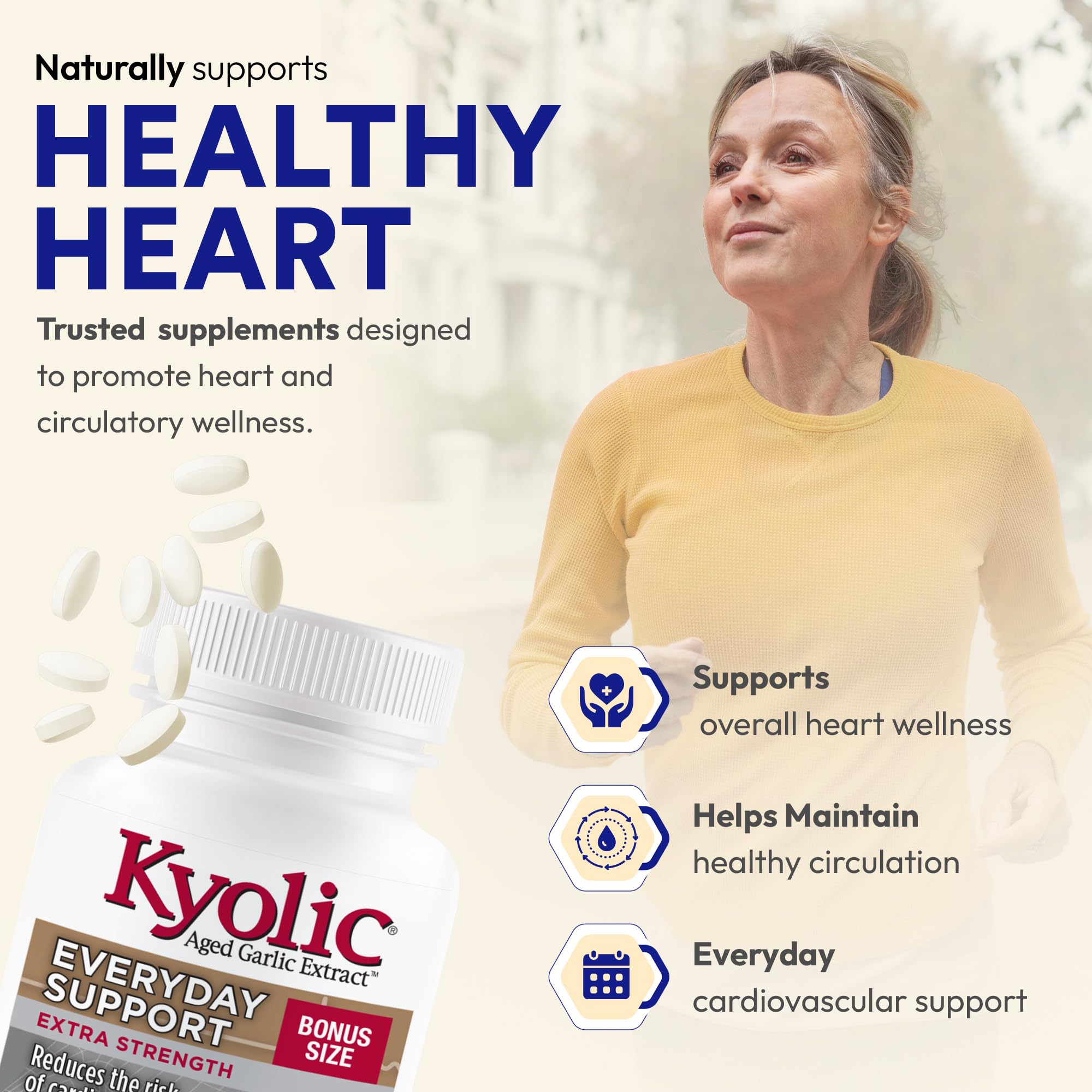 Extrait d'ail vieilli inodore Kyolic - Force optimale 1000 mg - Supplément cardiovasculaire - Santé cardiovasculaire Kyolic - Supplément à base d'extrait d'ail