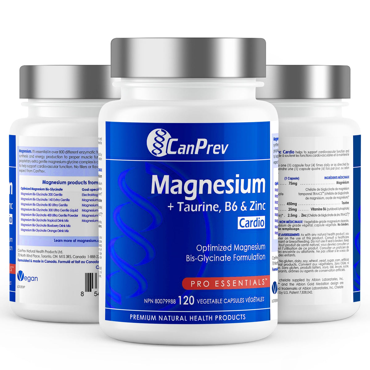 CanPrev Magnesium Bisglycinate, Taurine & Zinc, 120 Capsules, 30-Day Supply