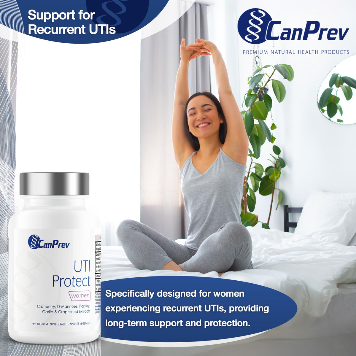 CanPrev UTI Protect, Cranberry Supplement, D-Mannose, 60 Capsules, Non-GMO