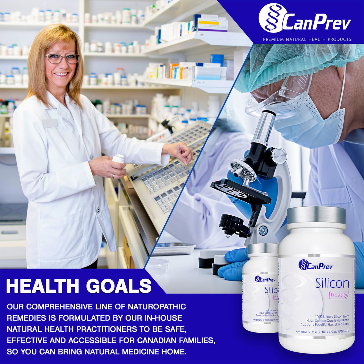 CanPrev Silicon Beauty Biotin Capsules, Hair Skin & Nail, 60-Day Supply