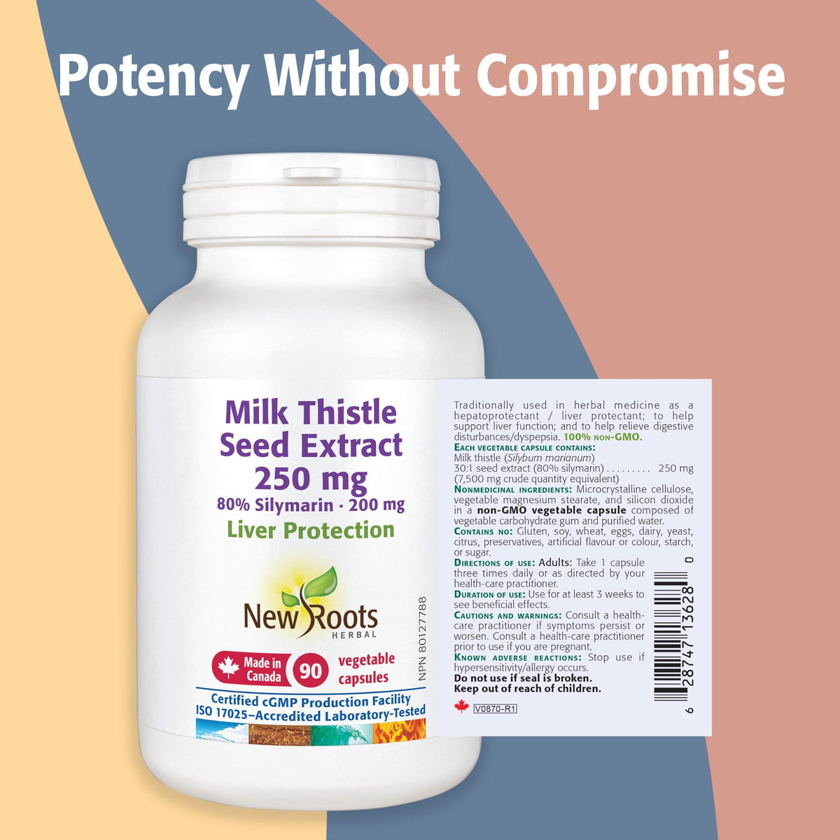 New Roots Herbal - Milk Thistle Seed Extract 250 mg - 80% Silymarin 200 mg