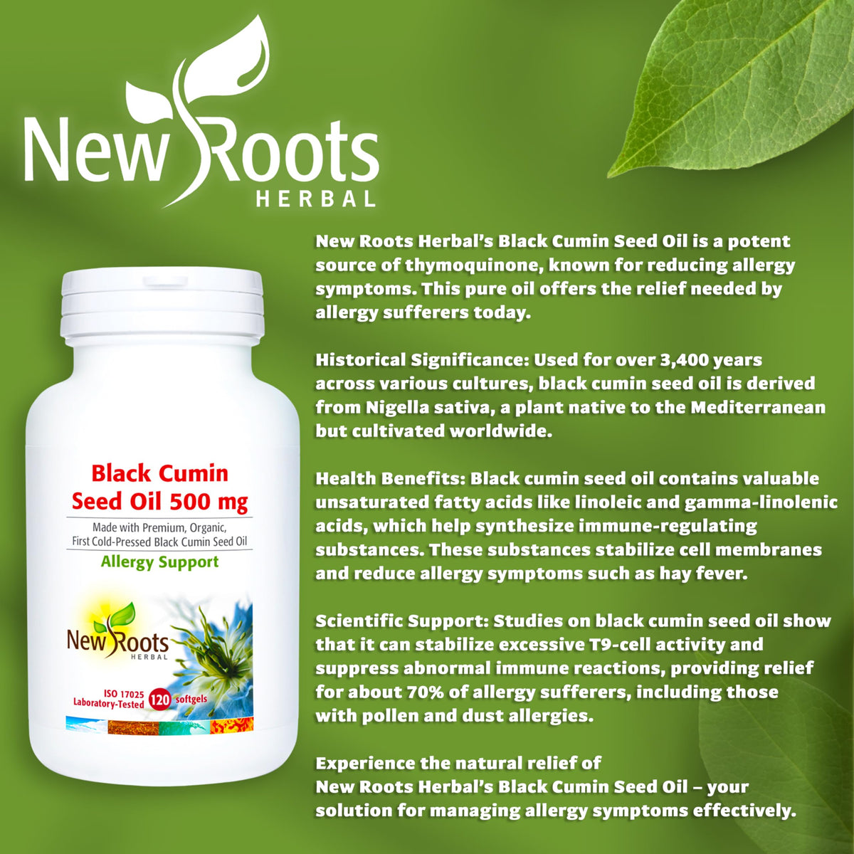 New Roots Herbal Black Seed Oil, Nigella Sativa, Cold Pressed