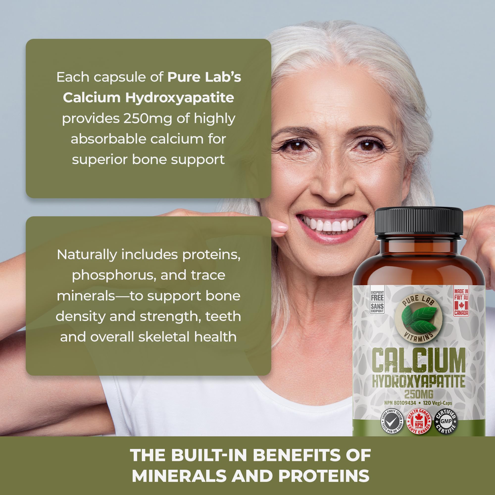 Pure Lab Vitamins Hydroxyapatite de Calcium - 120 Gélules Végétales