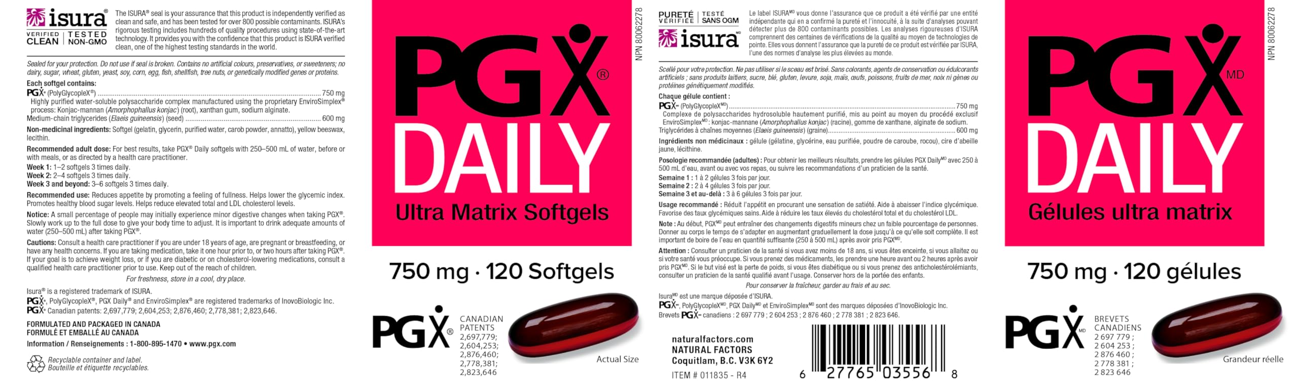 Natural Factors PGX Daily Ultra Matrix 750 mg, Soluble Fibre Complex, Reduces Appetite by Promoting a Feeling of Fullness, Fiber Supplements, Gluten-Free, Non-GMO, Proudly Canadian