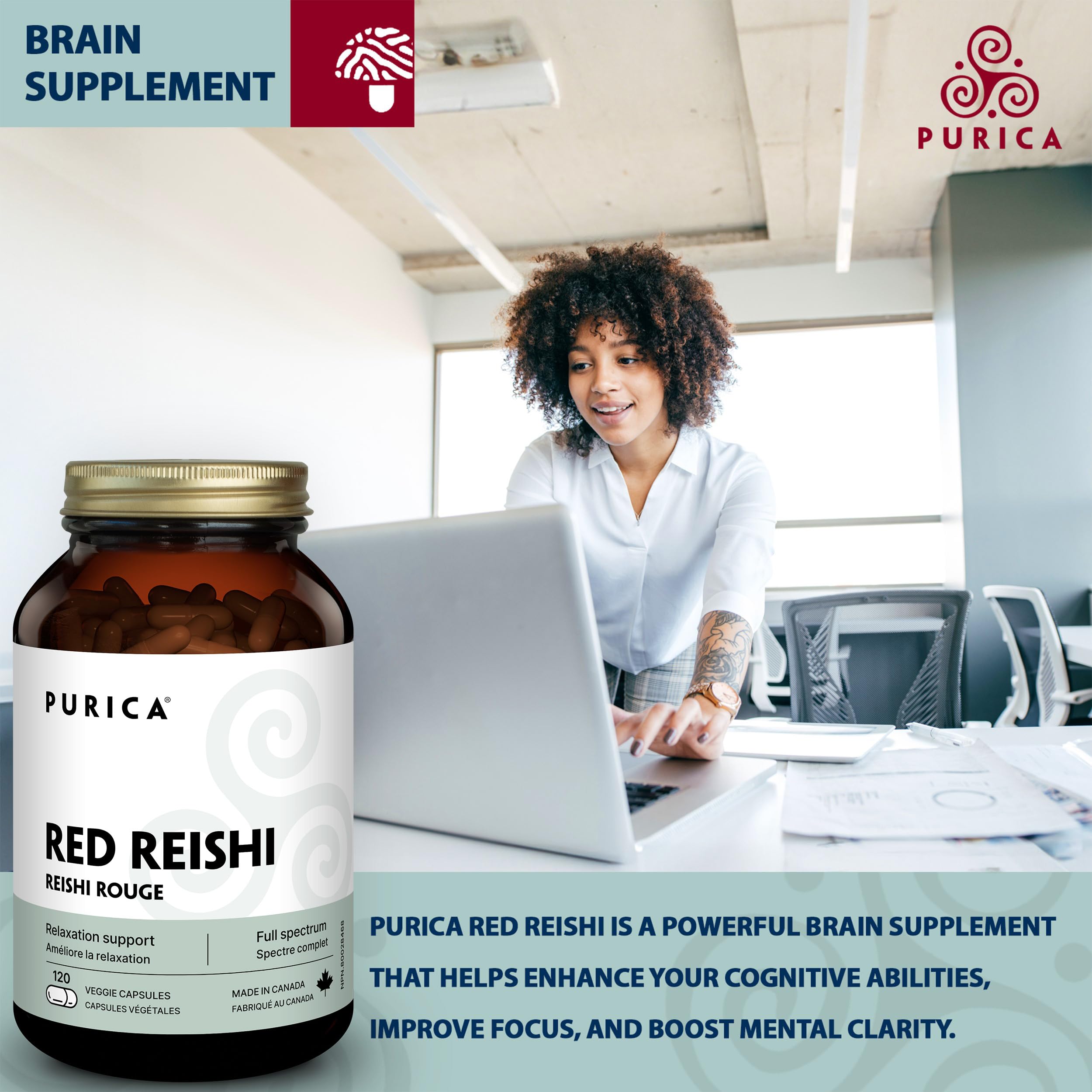 PURICA - Reishi Rouge - Champignons micronisés - Aide à la relaxation