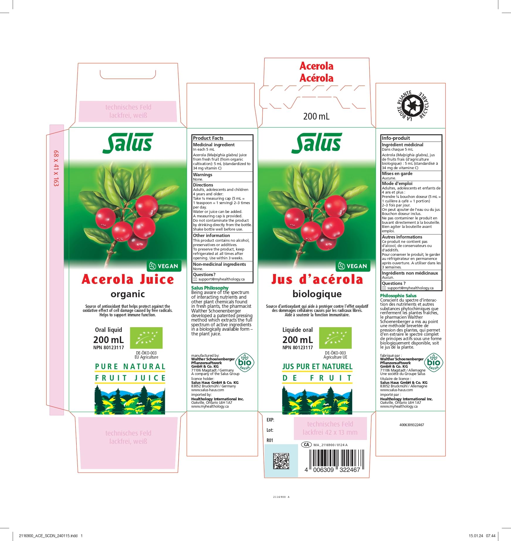 Salus Acerola Fresh Plant Juice 200ml