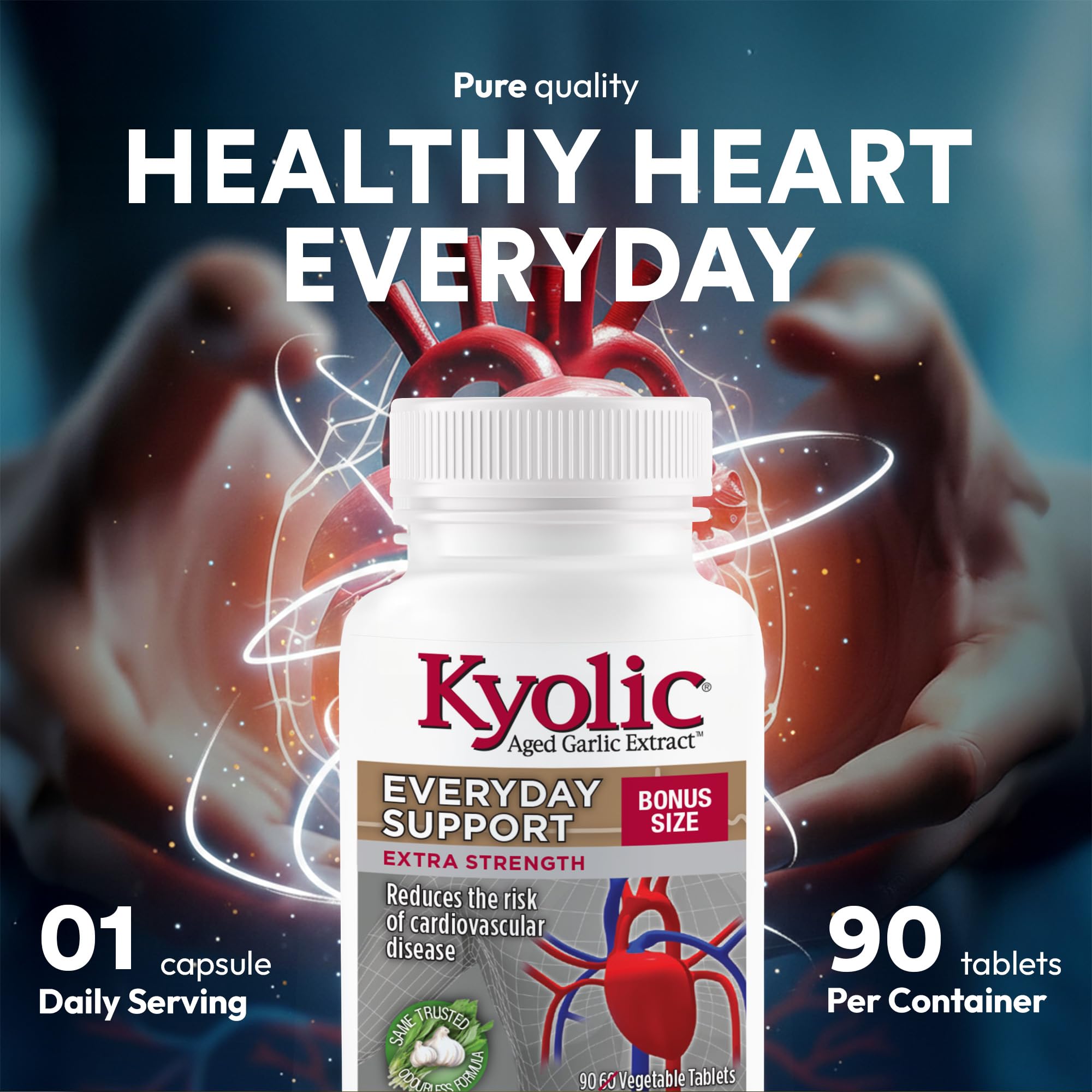 Extrait d'ail vieilli inodore Kyolic - Force optimale 1000 mg - Supplément cardiovasculaire - Santé cardiovasculaire Kyolic - Supplément à base d'extrait d'ail