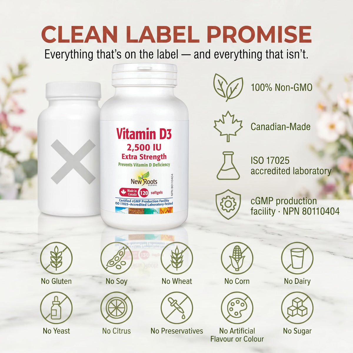 New Roots Herbal - Vitamin D3 2500 IU Extra Strength Softgels