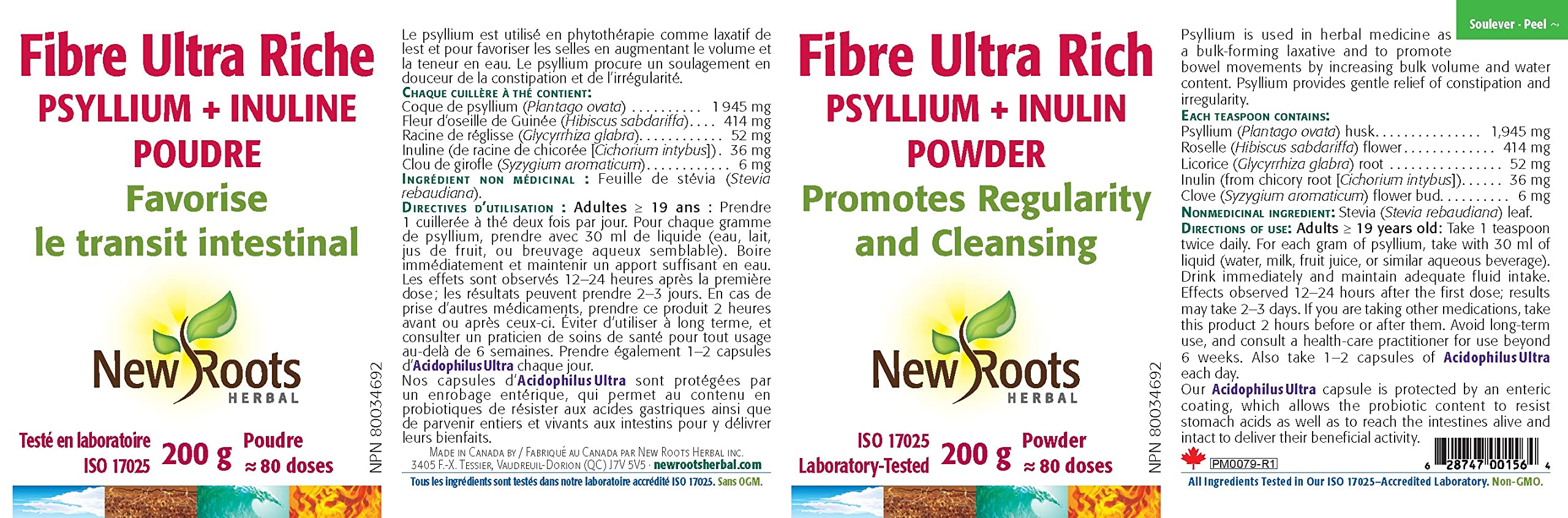 New Roots Herbal - Fibres ultra riches Psyllium + Inuline