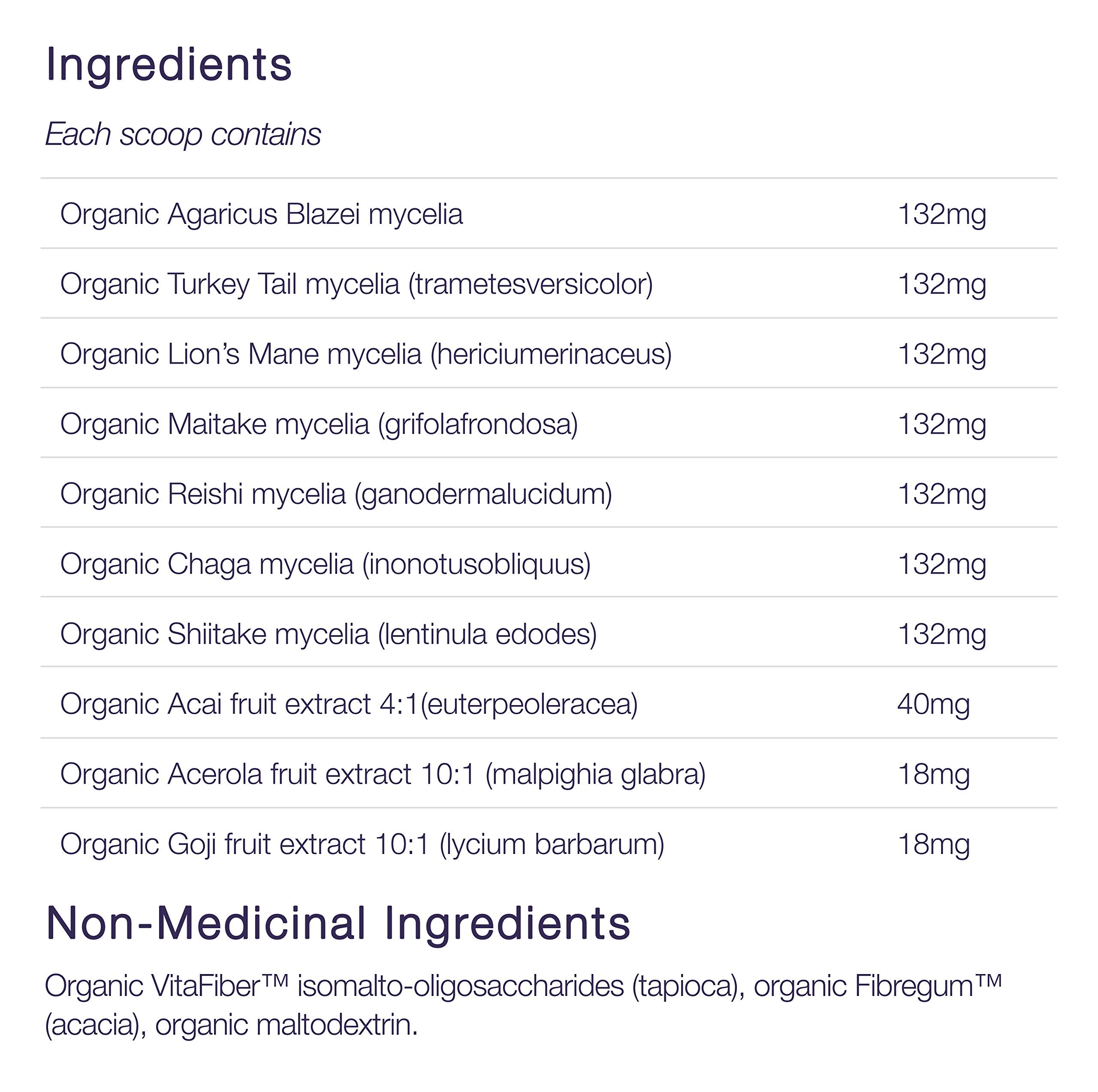 CanPrev Myco10 Complexe de champignons immunomodulateurs 360 g en poudre 100 portions - Coryolus Versicolor, Crinière de lion, Chaga, Reishi, Shiitake, Agaricus Blazei et Maitake en poudre - Végane, sans OGM et sans gluten