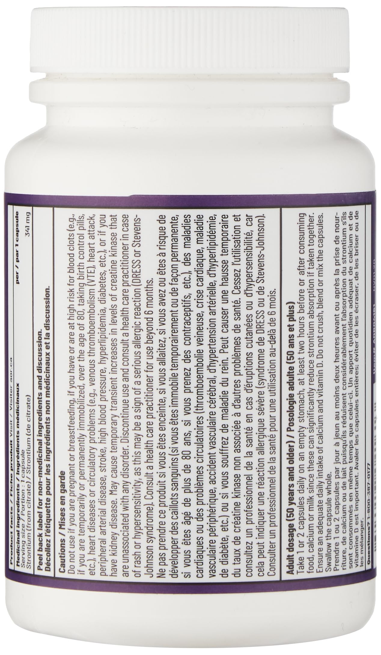 AOR - Strontium Support II 341 mg, 60 gélules - Supplément pour la guérison des fractures osseuses - Le Strontium renforce la solidité des os - Supplément de strontium - Supplément pour la santé osseuse - Citrate de strontium