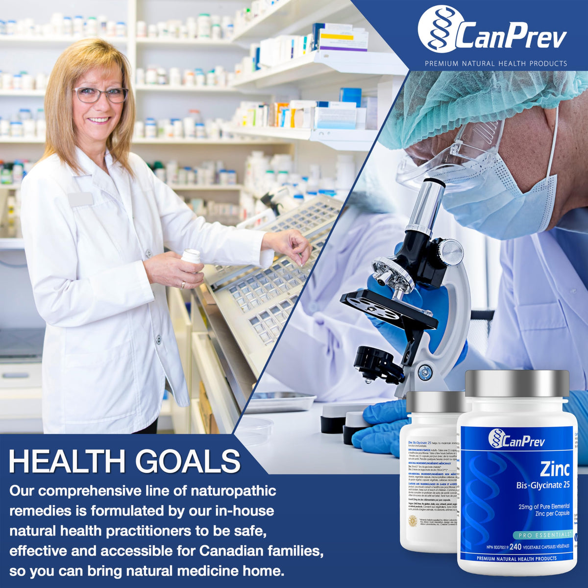 CanPrev Zinc Supplement, Bisglycinate, 25 mg, 240 Capsules, 240 Day Supply