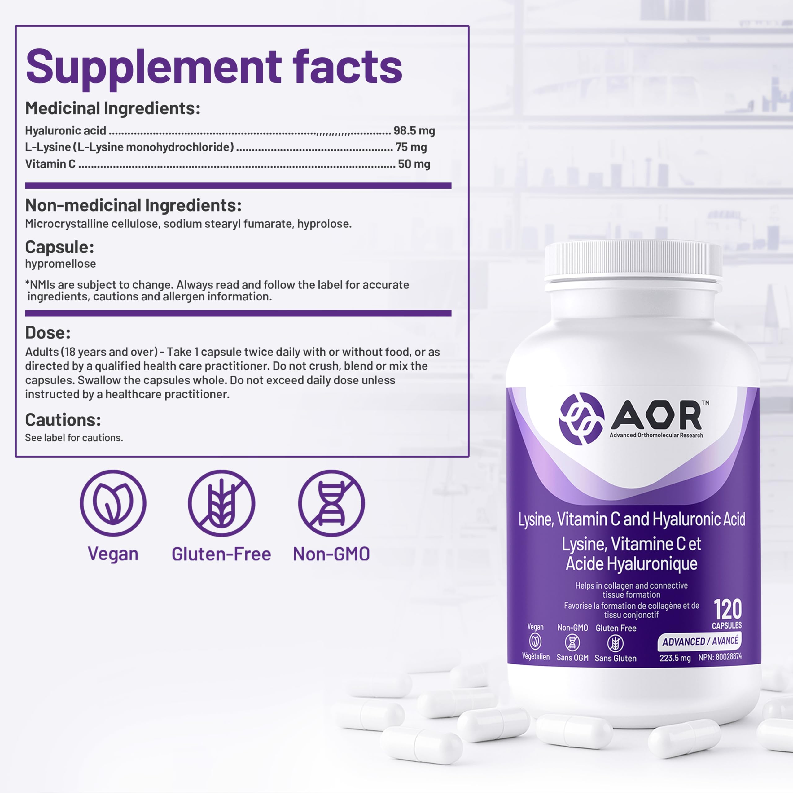 AOR Lysine, acide hyaluronique et vitamine C
