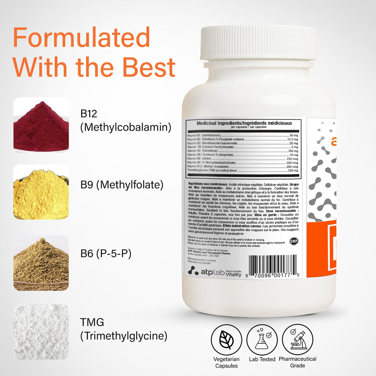 atplab Methyl Syner-B Vitamin B Complex, Methylated B Complex, 60 Capsules