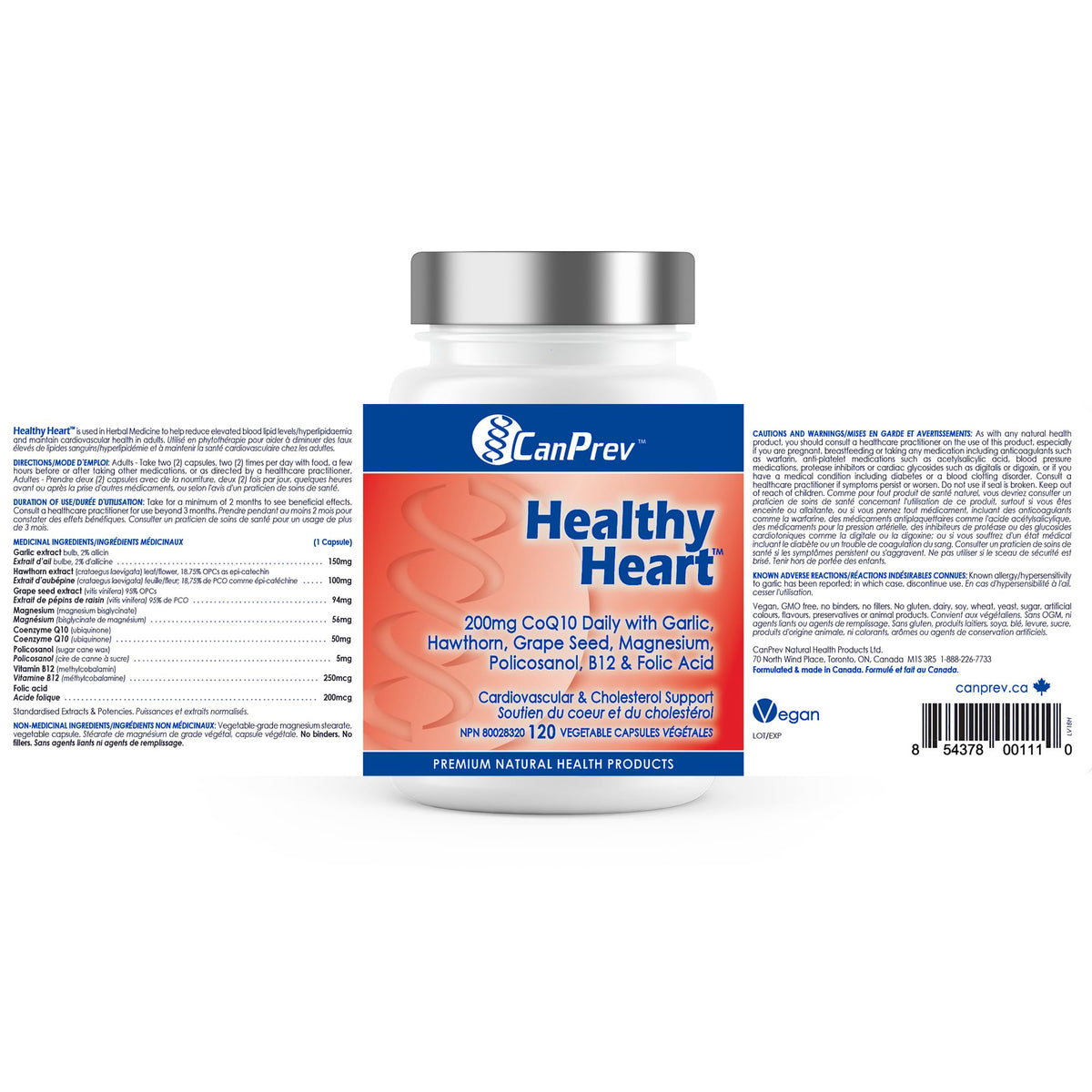 CanPrev Healthy Heart Supplement, CoQ10, B12, 120 Capsules, 30 Day Supply