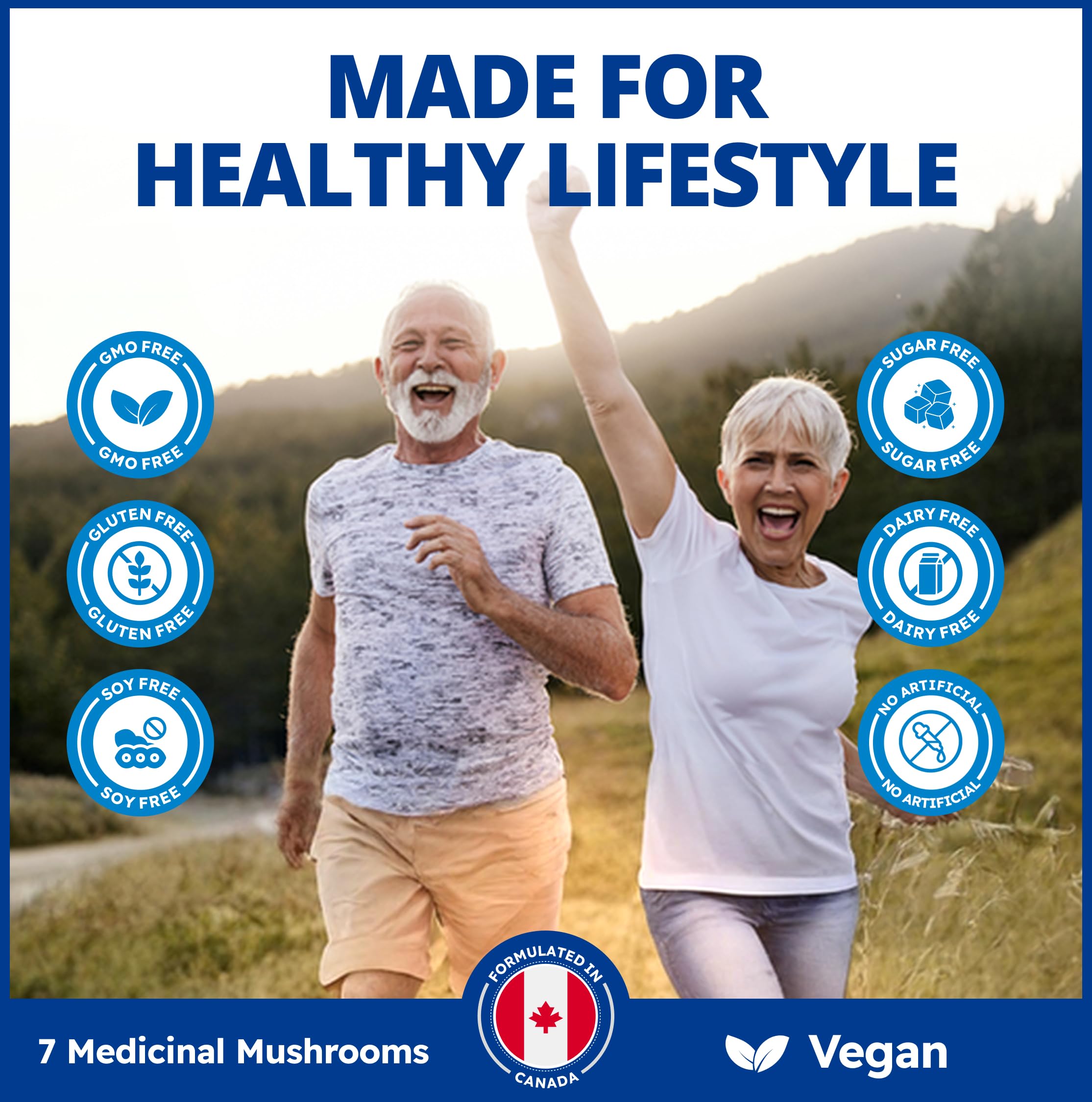 CanPrev Multi-Mushroom Full Spectrum Supplement, 60 Vegan Capsules, 60-Day Supply, Includes Organic Chaga, Cordyceps, Lion's Mane, Maitake, Reishi, Shiitake & Turkey Tail for Daily Wellness Support