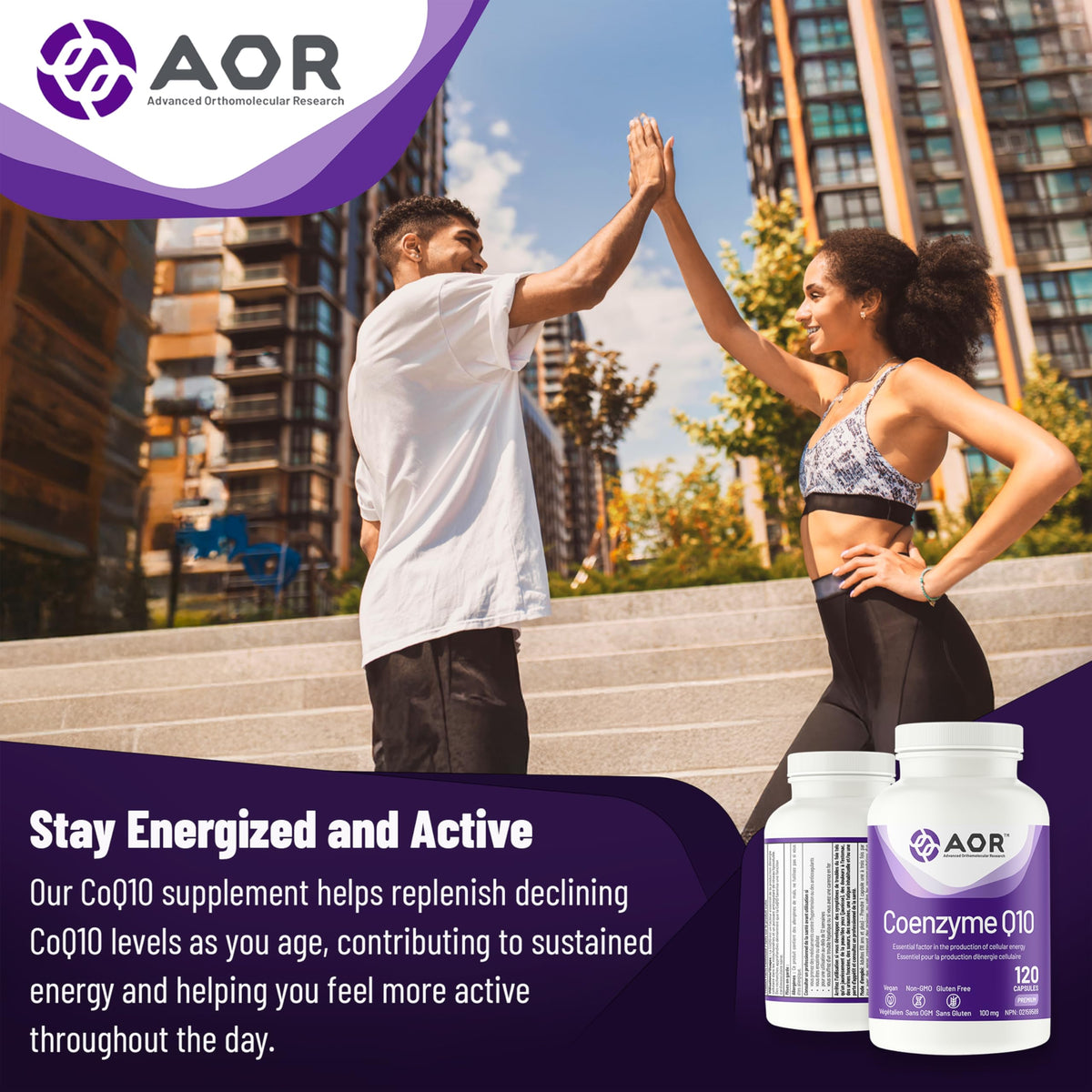 AOR CoQ10 Supplement, Coenzyme Q10 100mg, No Fillers, Vegan, 120 Capsules