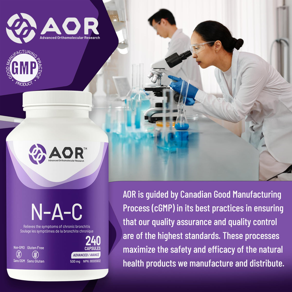 AOR NAC Supplement, N Acetyl Cysteine, 240 Capsules, 8-Month Supply